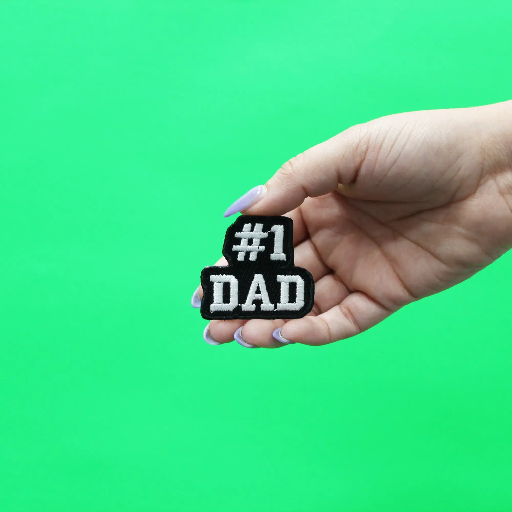 #1 Dad Hat Patch Proud Parent Embroidered Iron On - Image 2