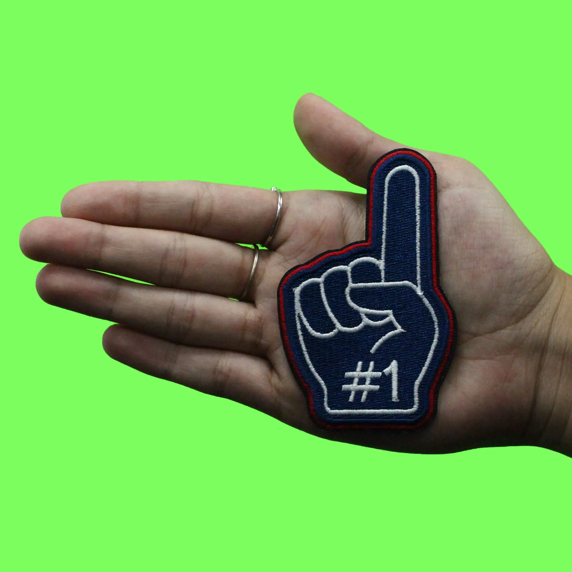 #1 Houston Fan Foam Finger Patch Texas Football Team Embroidered Iron On - Image 2