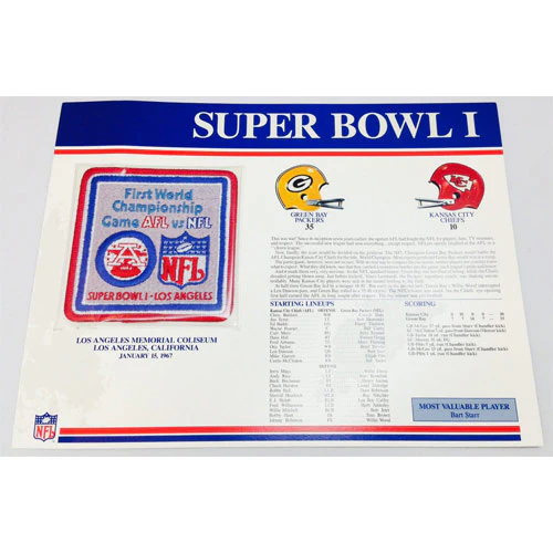 1967 NFL Super Bowl I Logo Willabee & Ward Patch With Header Board (Kansas City Chiefs vs. Green Bay Packers)