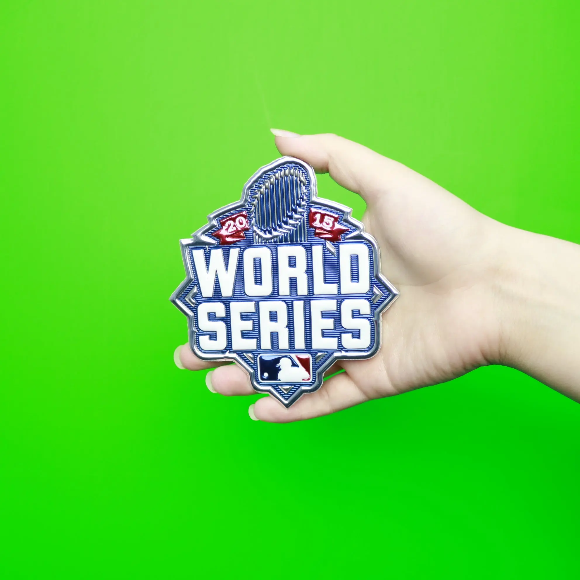 2015 MLB Official World Series Jersey TPU Patch Game Worn Version New York Mets Kansas City Royals Embriorded - Image 2