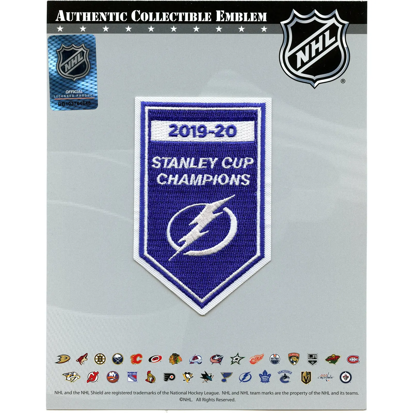 2019-2020 NHL Stanley Cup Final Champions Tampa Bay Lightning Banner Jersey Patch