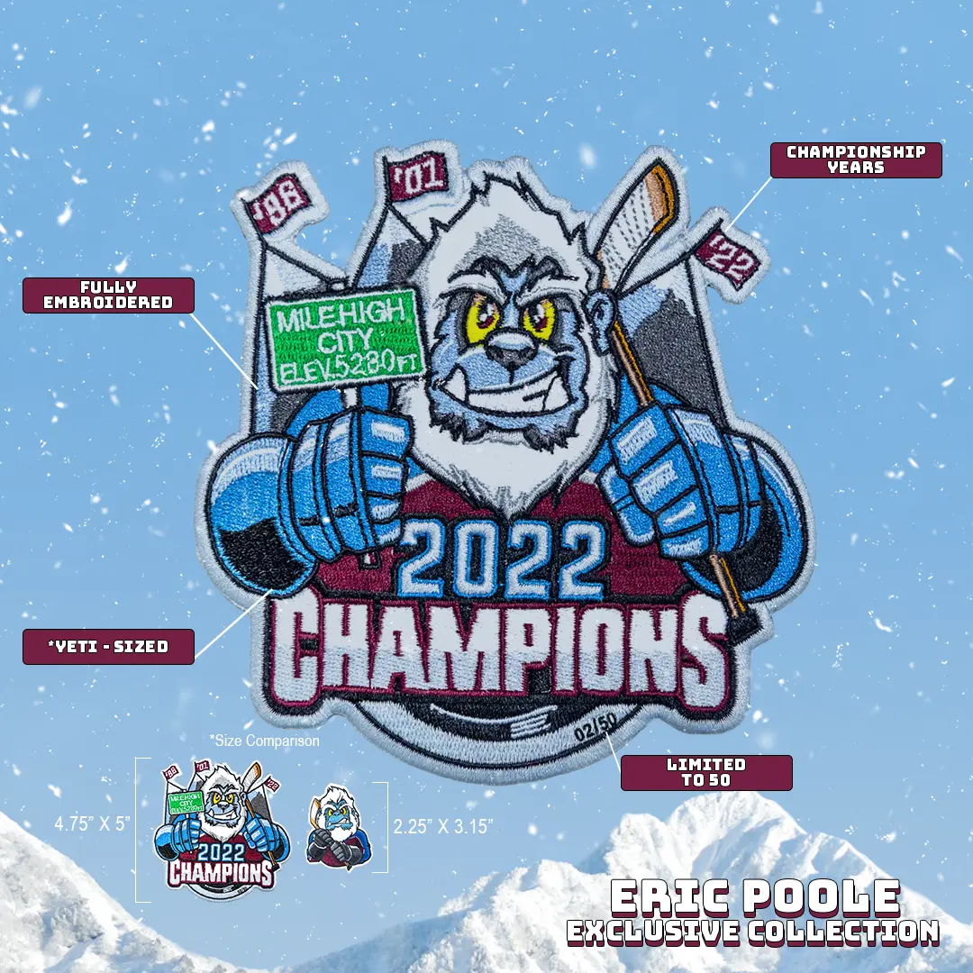 2022 Champions Denver Colorado Yeti Mascot Hockey Parody Embroidered Limited Patch - Image 3
