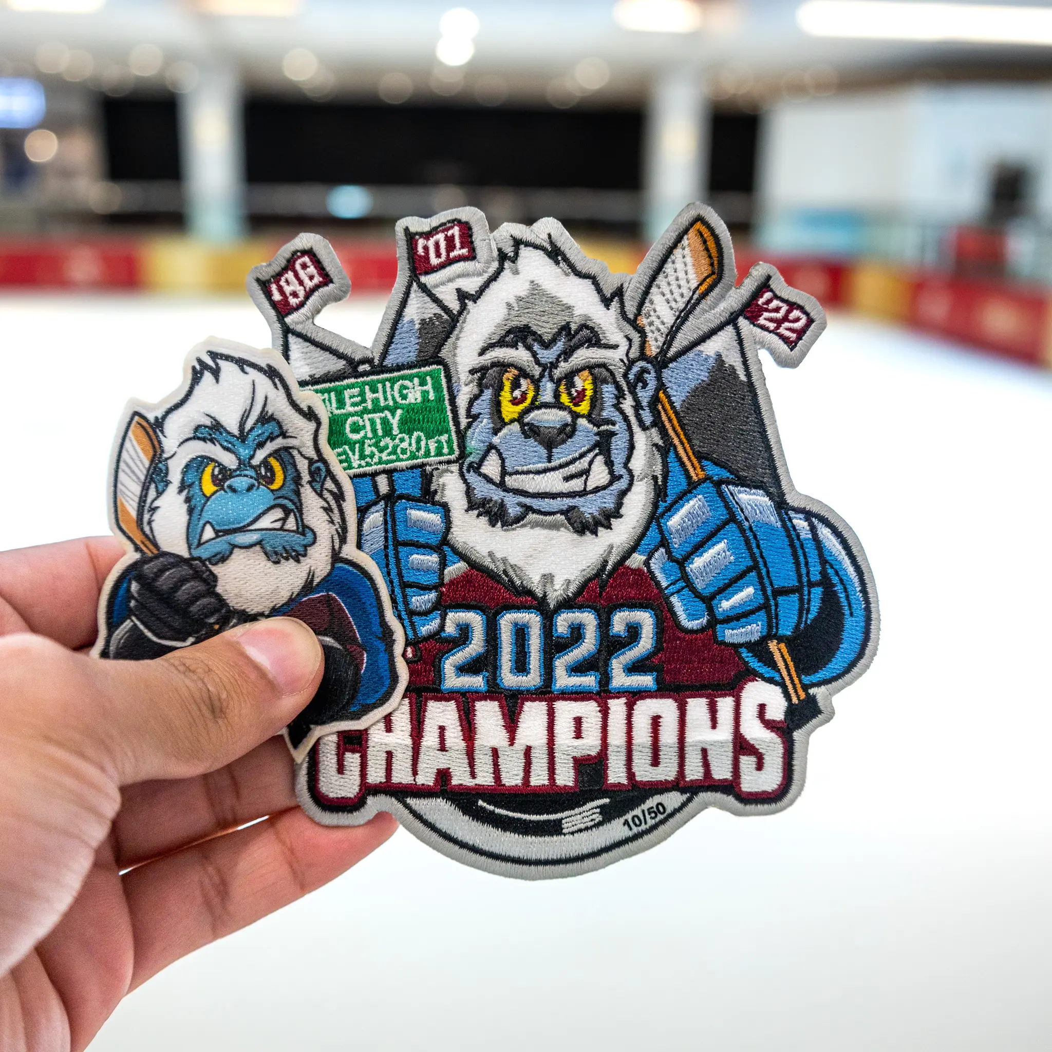 2022 Champions Denver Colorado Yeti Mascot Hockey Parody Embroidered Limited Patch - Image 4