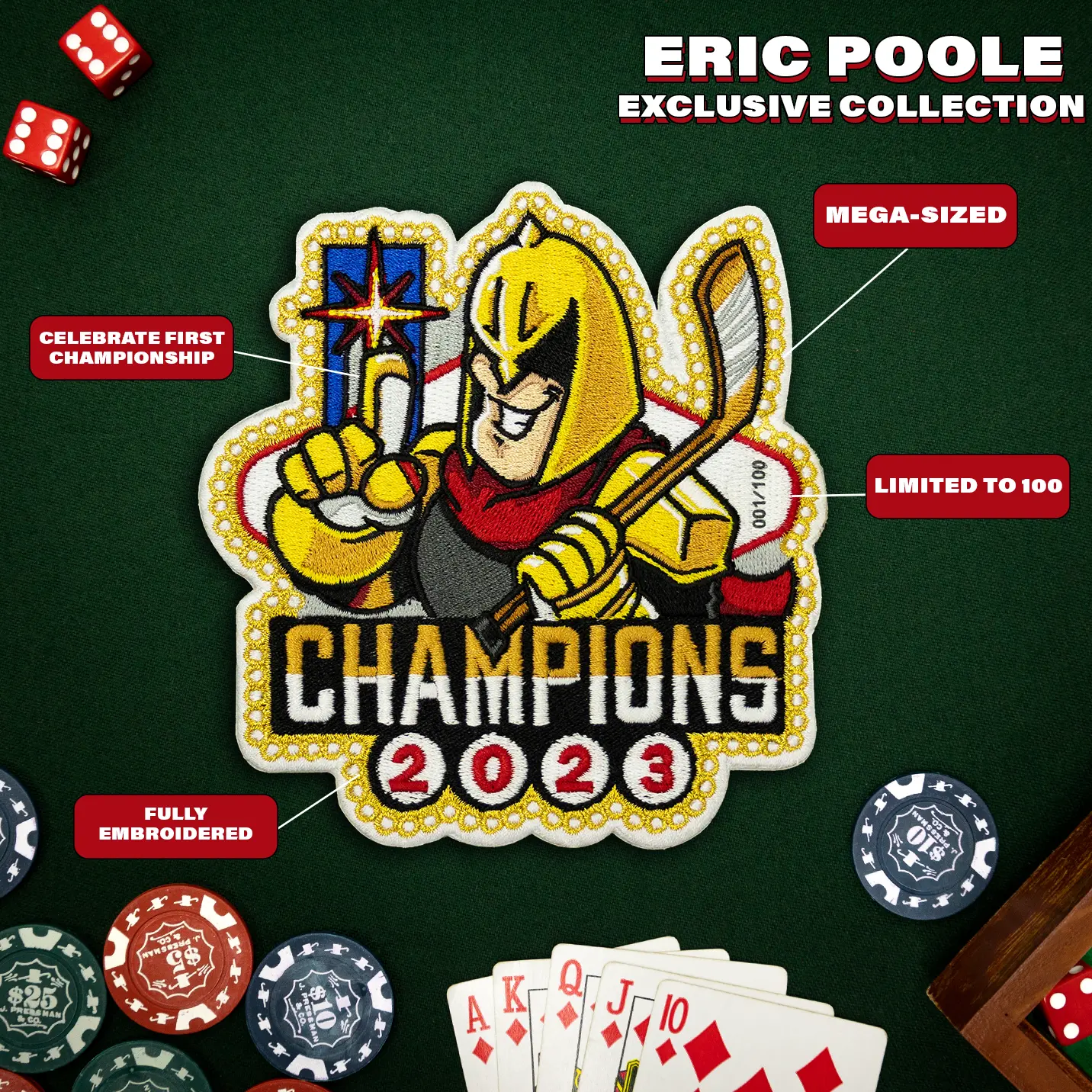2023 Champions Las Vegas Nevada Knight Mascot Hockey Parody Embroidered Limited Patch - Image 2