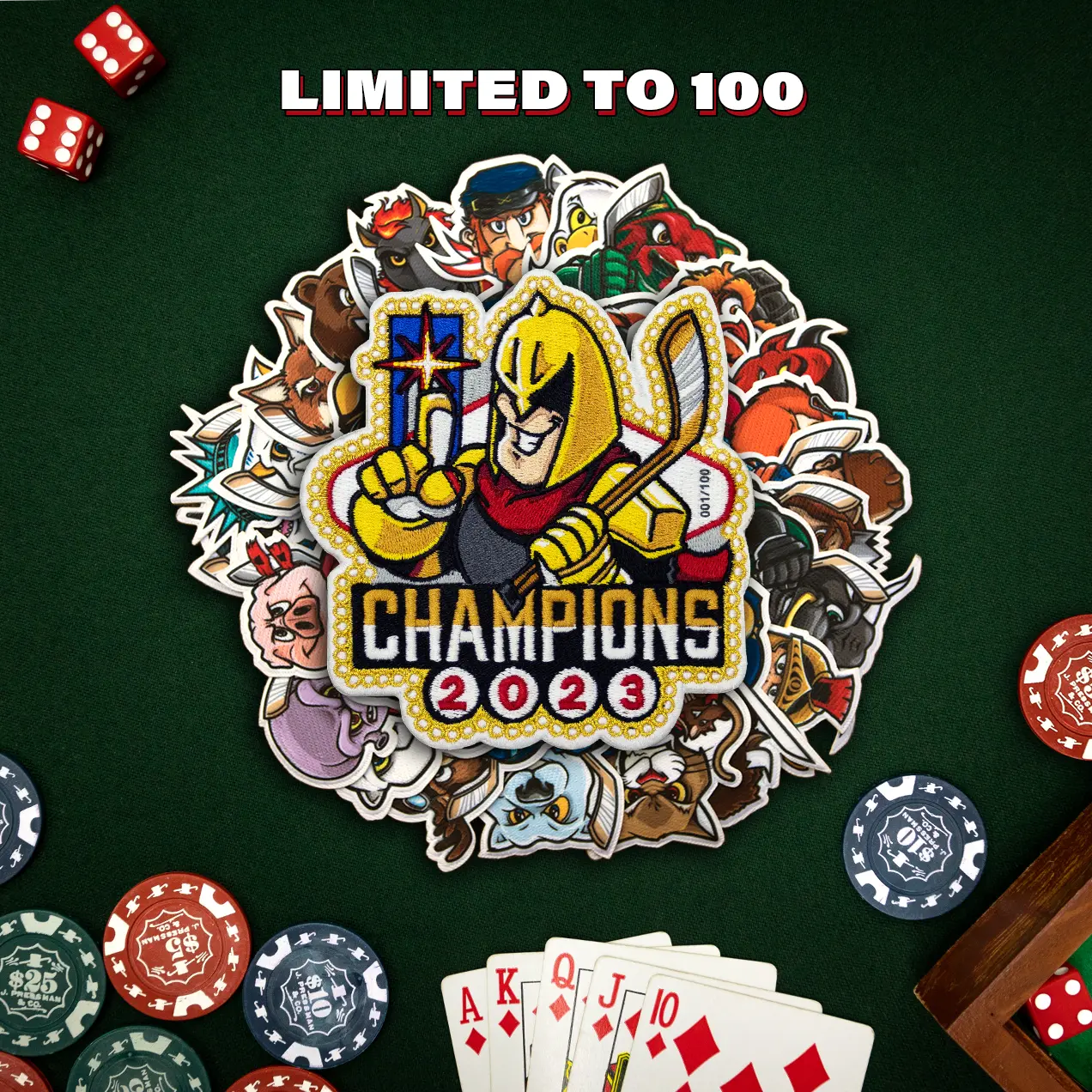 2023 Champions Las Vegas Nevada Knight Mascot Hockey Parody Embroidered Limited Patch - Image 5