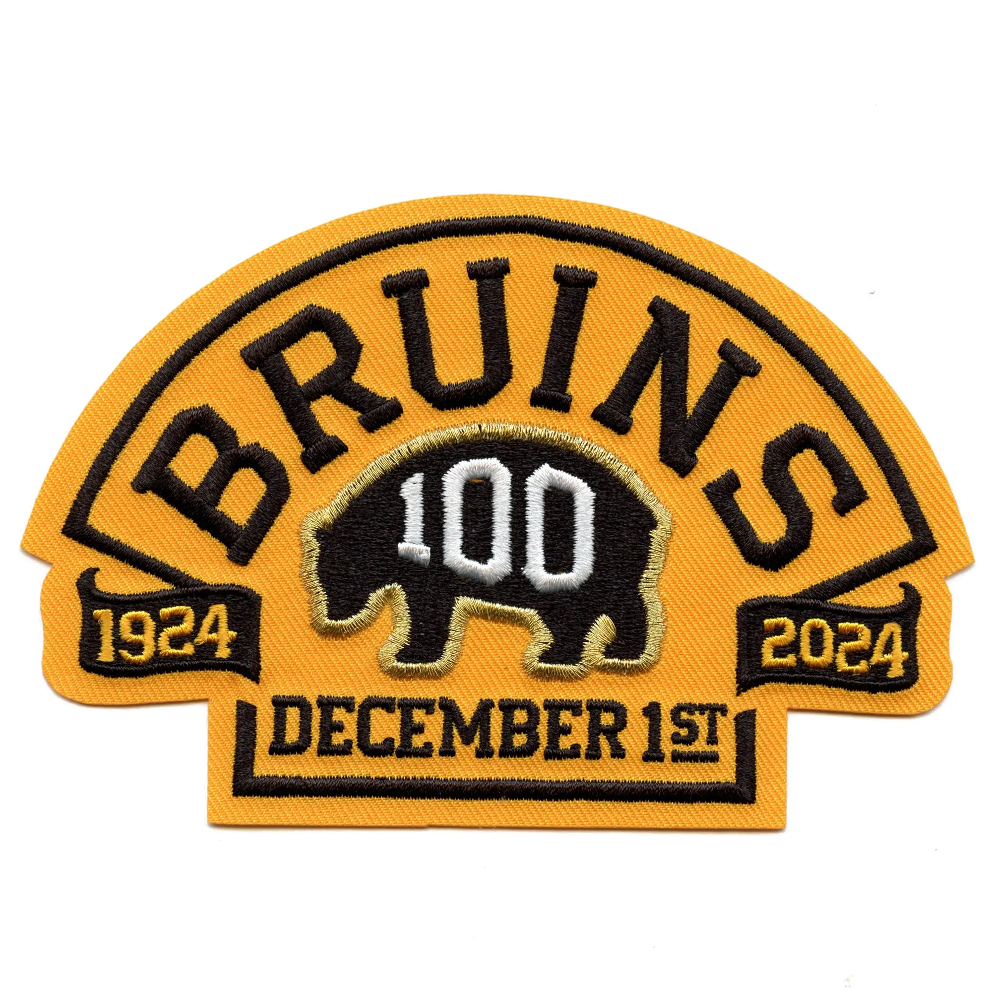 2024 Boston Bruins Team 100th Anniversary Game Jersey Patch Gold December 1, 2024 - Image 2