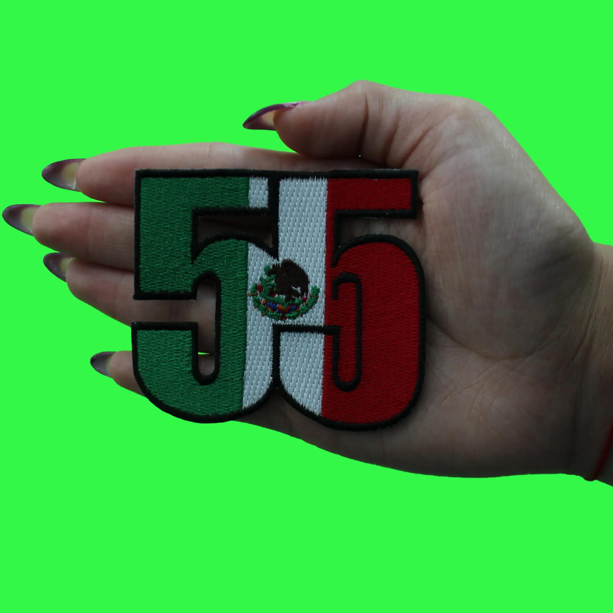 55 Mexican Area Code Patch Represent Country Flag Embroidered Iron On - Image 2