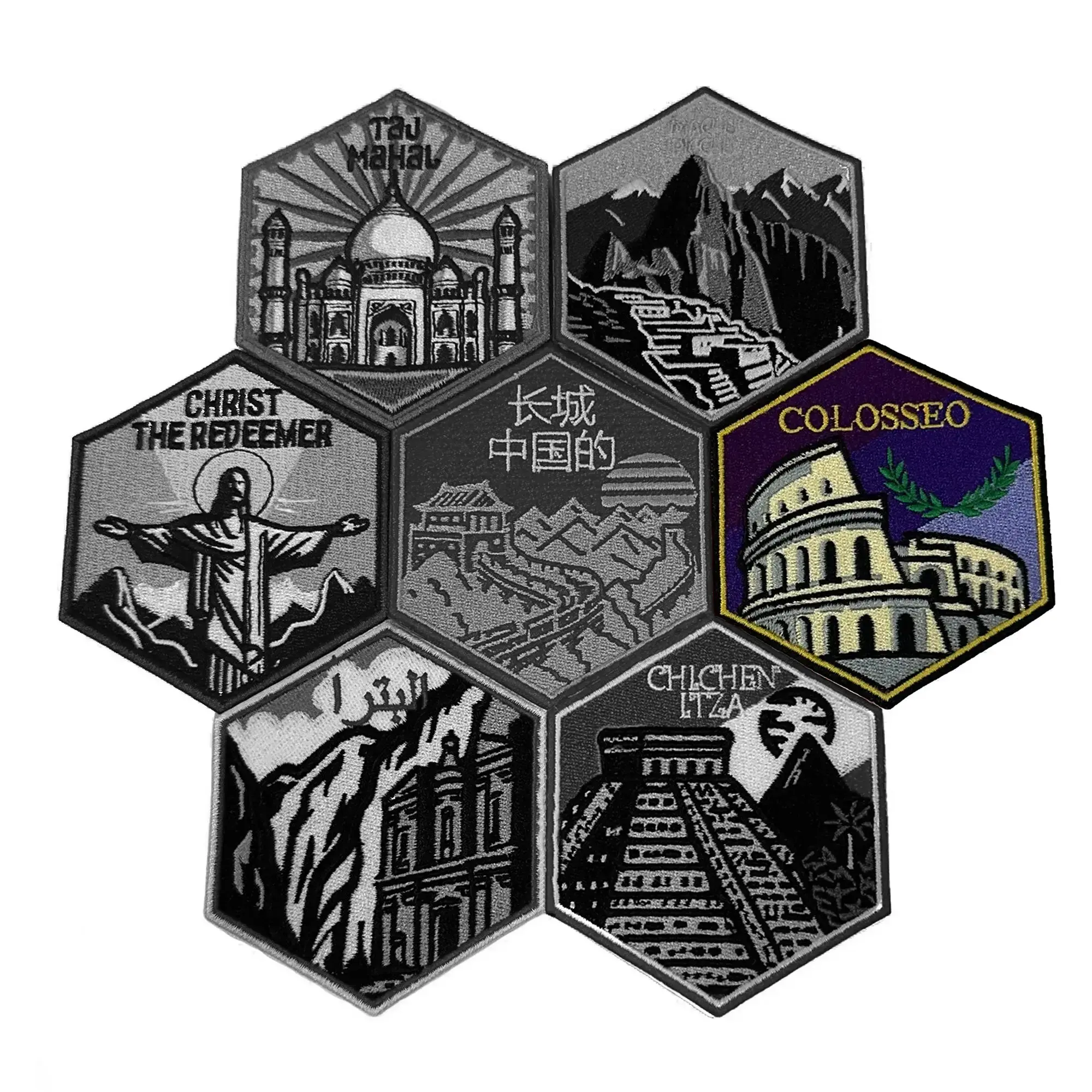 7 Wonders Of The World Travel Patch Colosseum Souvenir Rome Italy Embroidered Iron On - Image 3