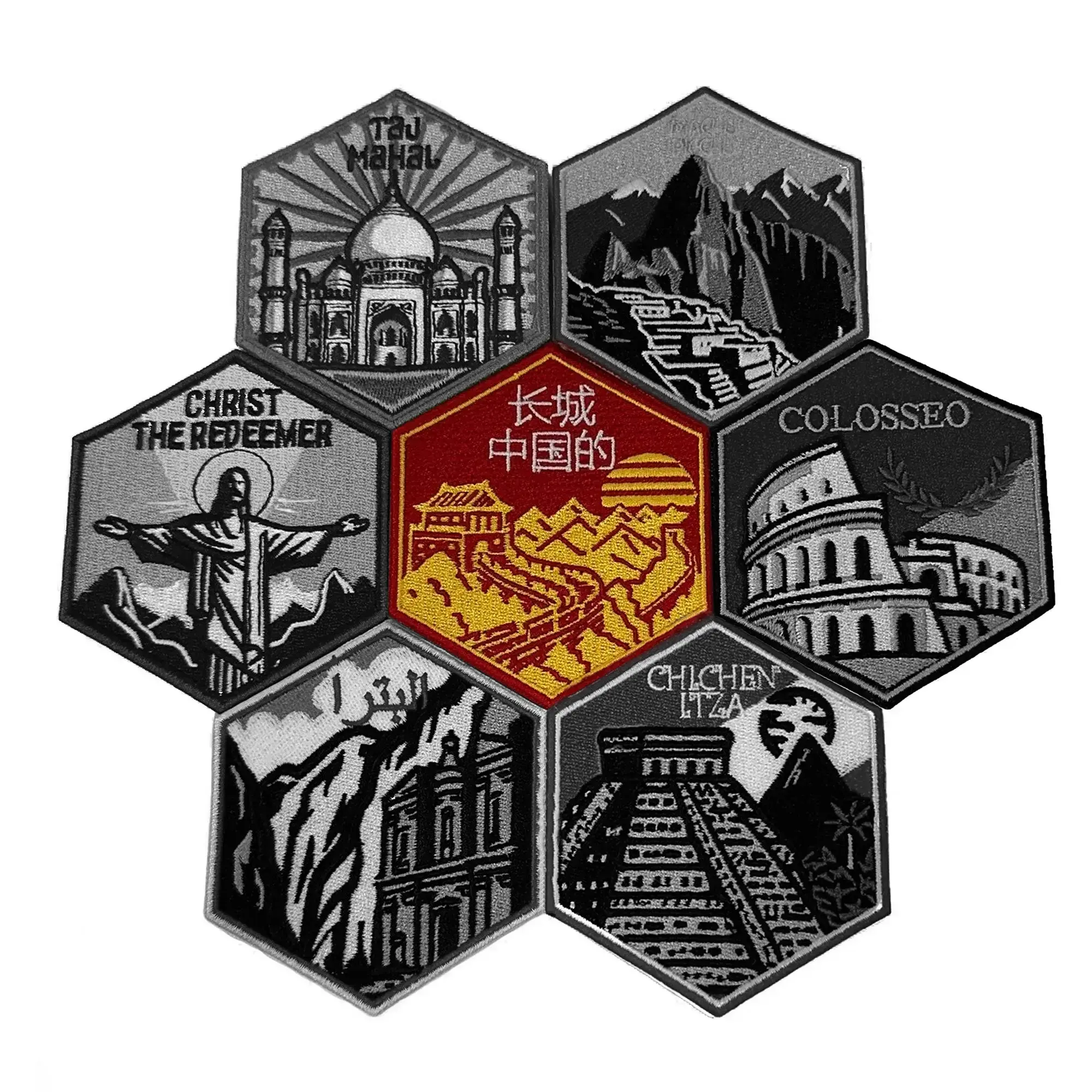 7 Wonders Of The World Travel Patch Great Wall Of China Souvenir Embroidered Iron On - Image 3