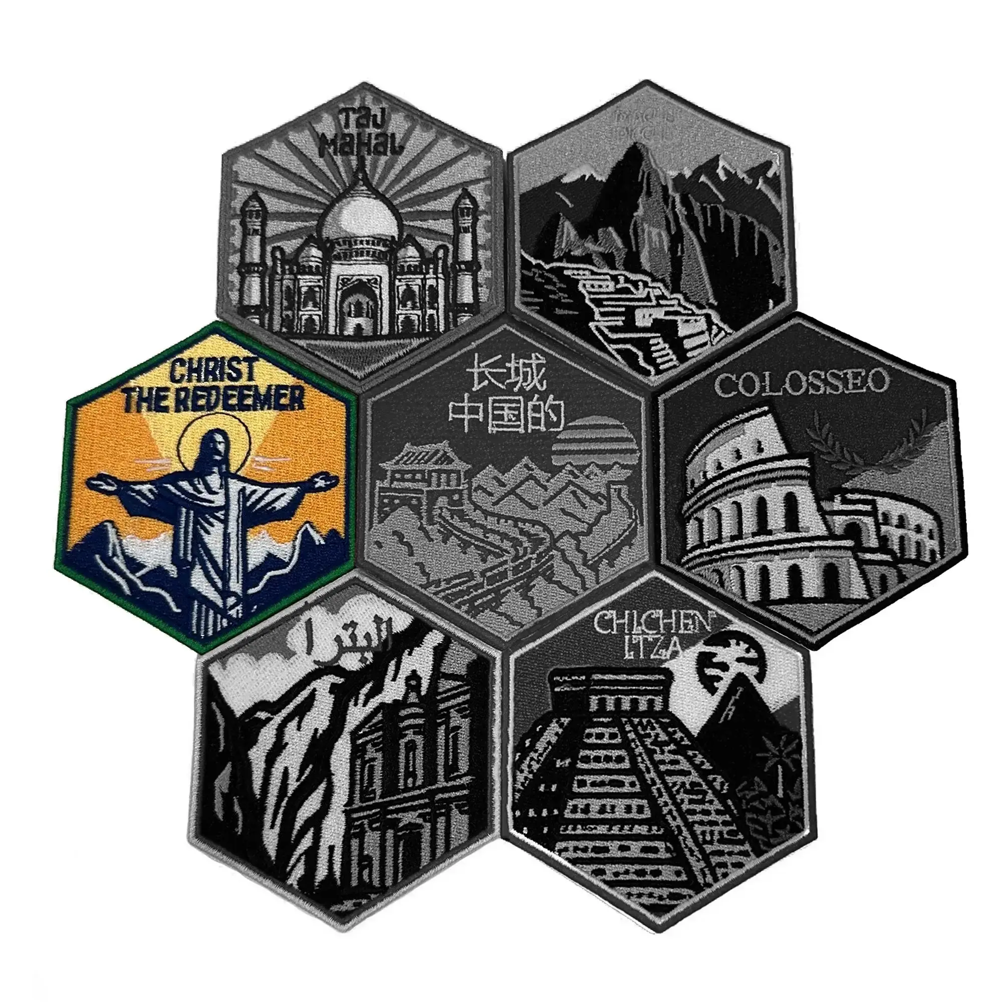 7 Wonders Of The World Travel Patch Christ The Redeemer Souvenir Brazil Embroidered Iron On - Image 3
