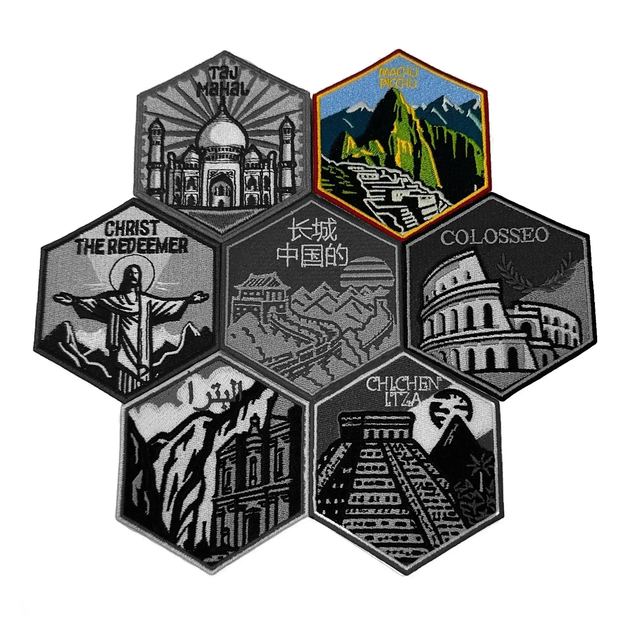 7 Wonders Of The World Travel Patch Machu Picchu Souvenir Peru Embroidered Iron On - Image 3
