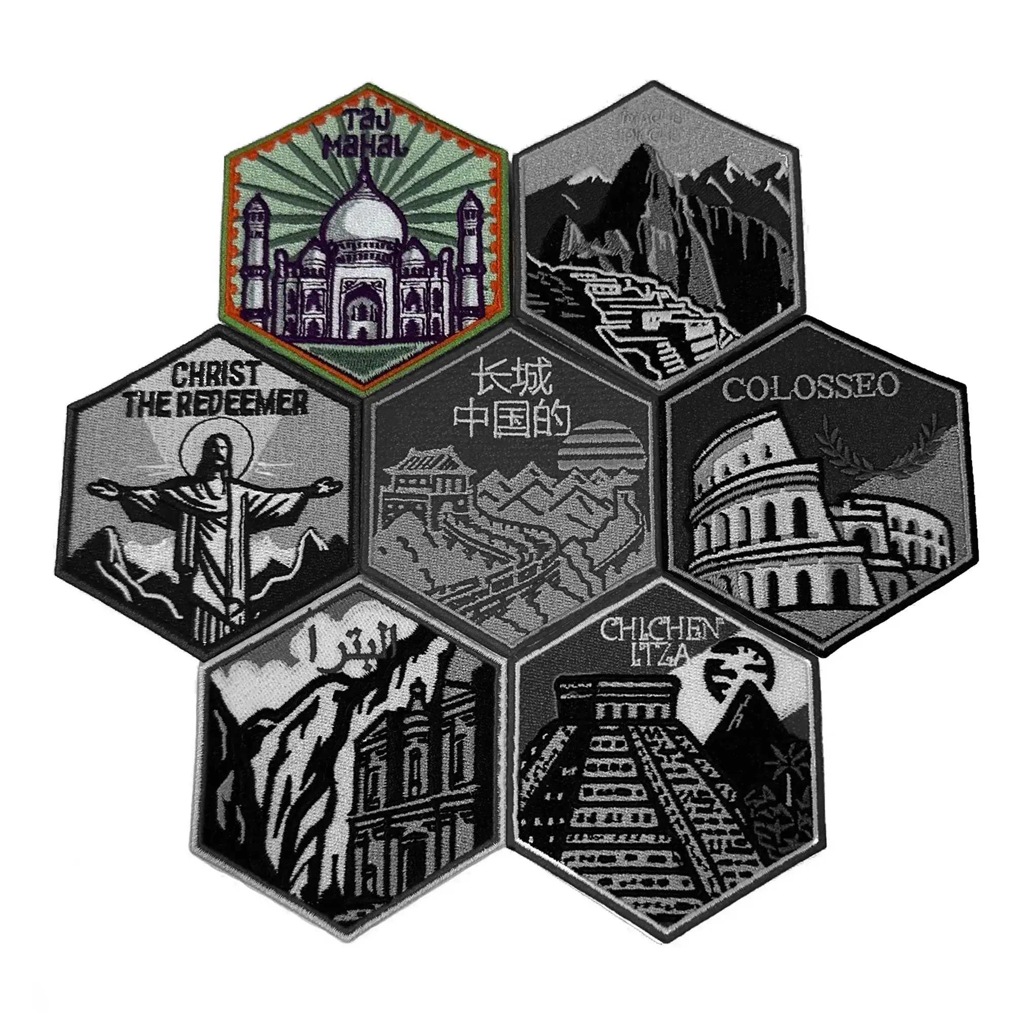 7 Wonders Of The World Travel Patch Taj Mahal Souvenir India Embroidered Iron On - Image 3