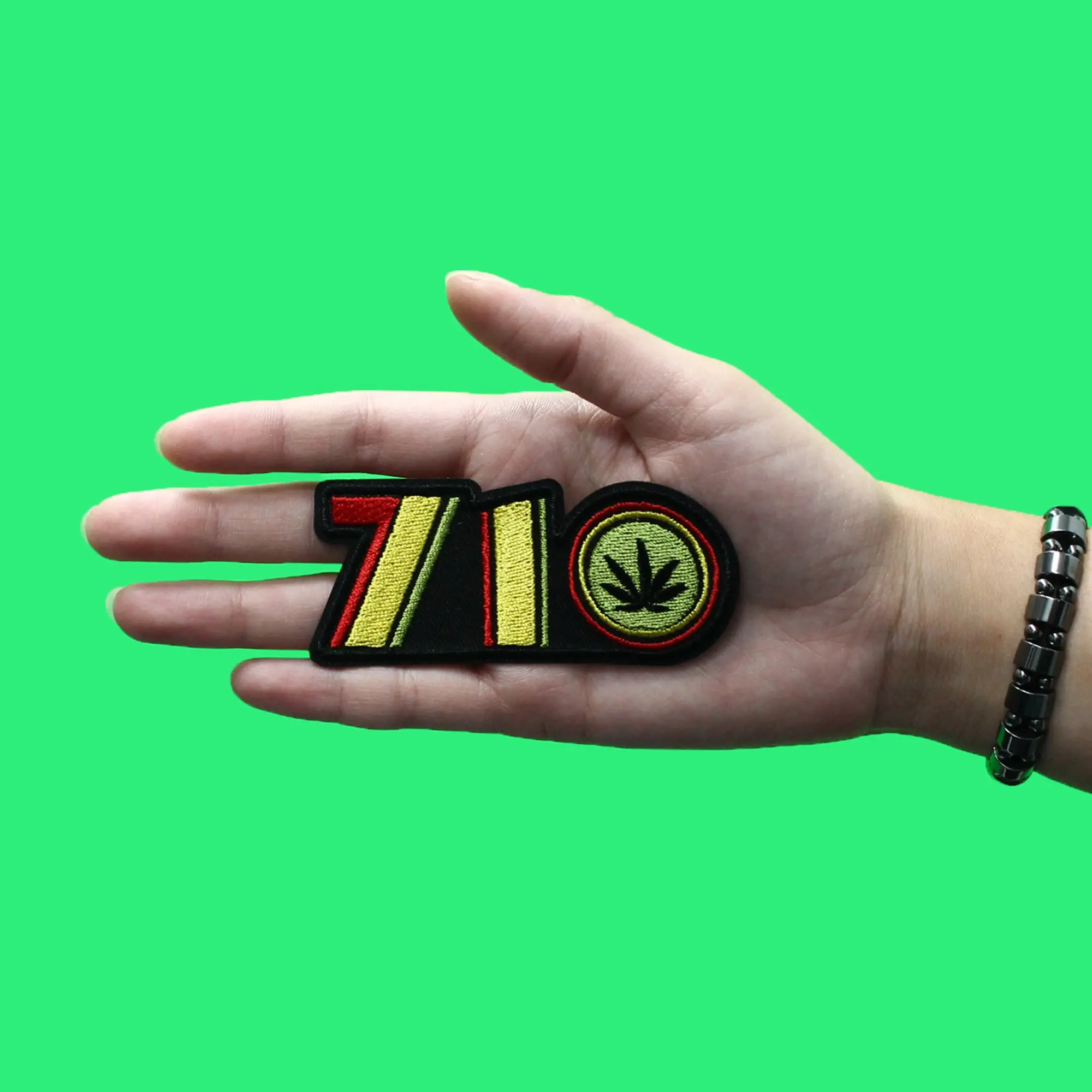 710 Rasta Cannabis Oil Patch Weed Stoner Embroidered Iron On - Image 2