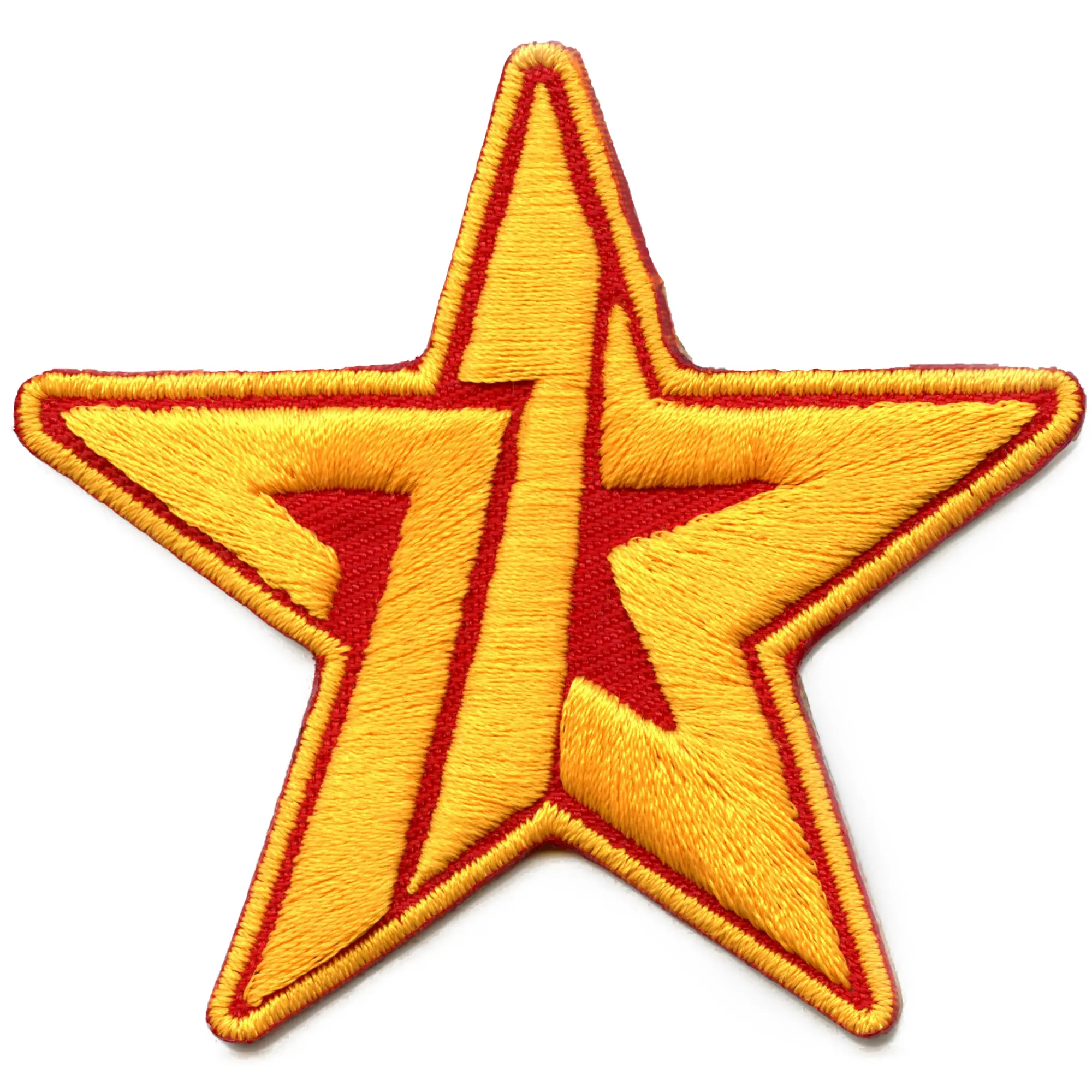 713 Star Houston Basketball Patch Texas Yellow Red Embroidered Iron On - Image 2