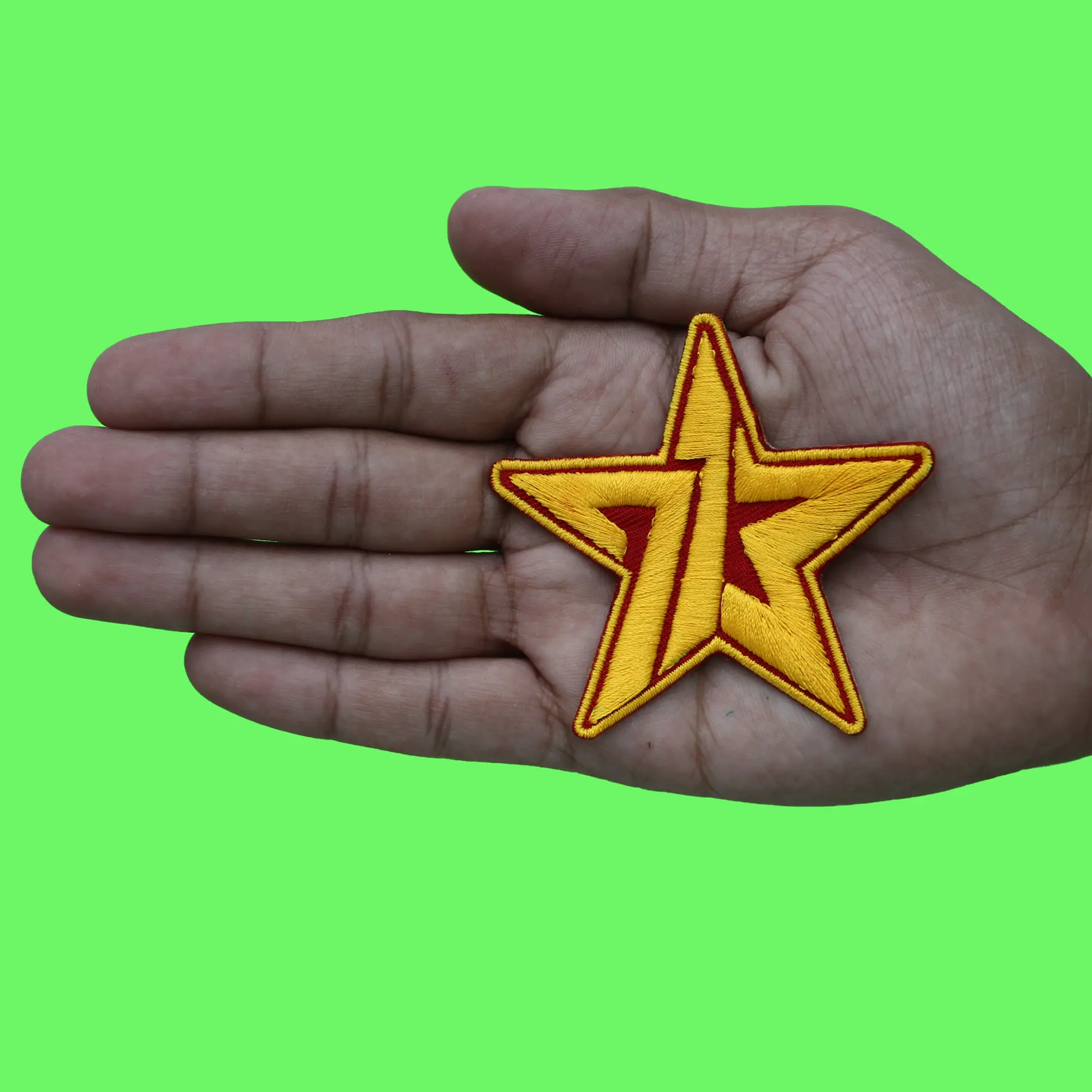 713 Star Houston Basketball Patch Texas Yellow Red Embroidered Iron On - Image 3