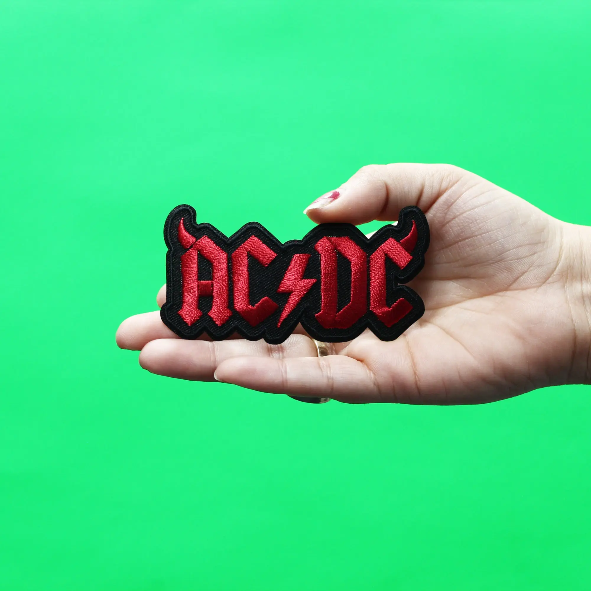 ACDC Patch Logo With Horns Embroidered Iron on - Image 2