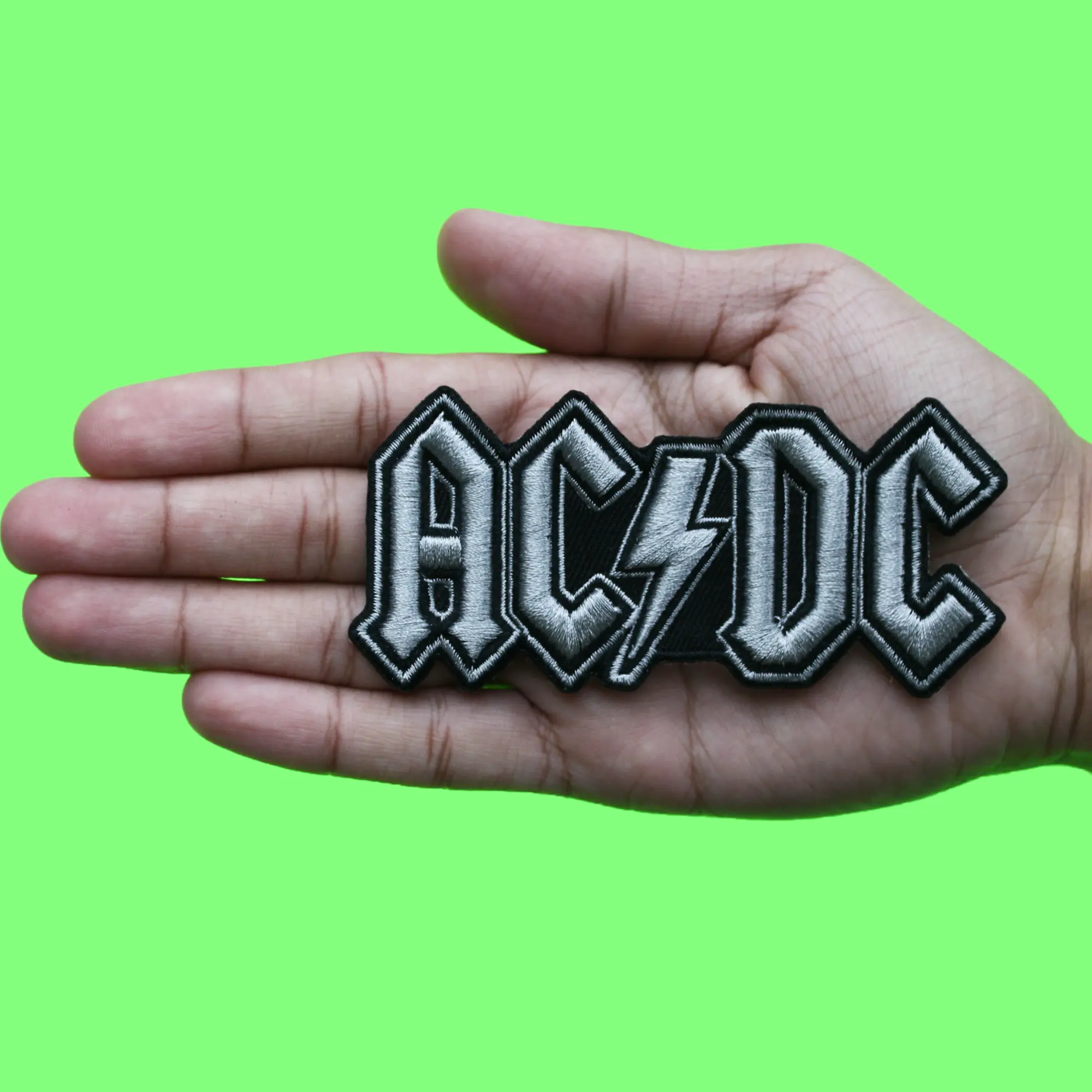ACDC Silver Logo Patch Music Rock Band Embroidered Iron On - Image 2