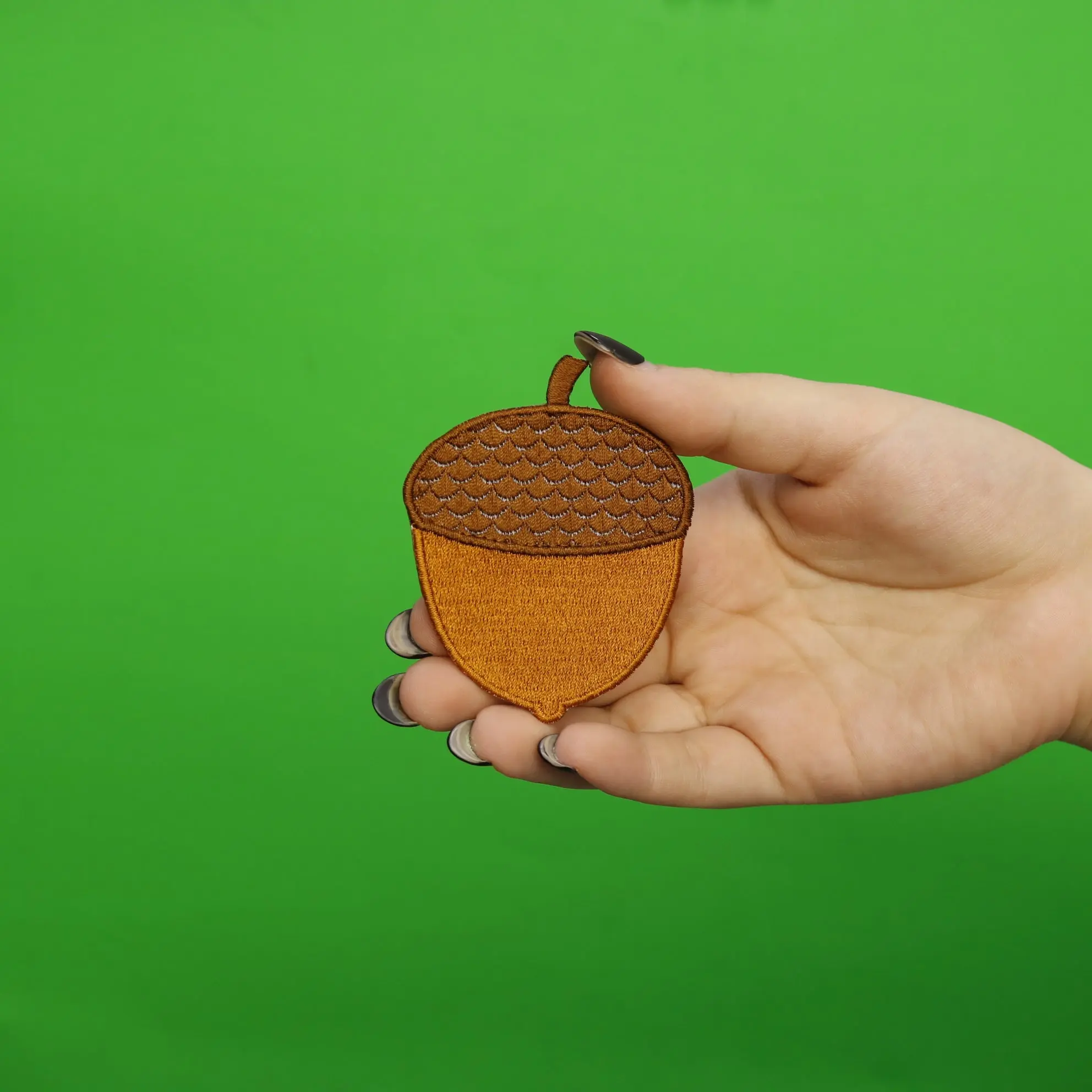 Acorn Nut Textured Patch Autumn Fall Oak Embroidered Iron On - Image 2