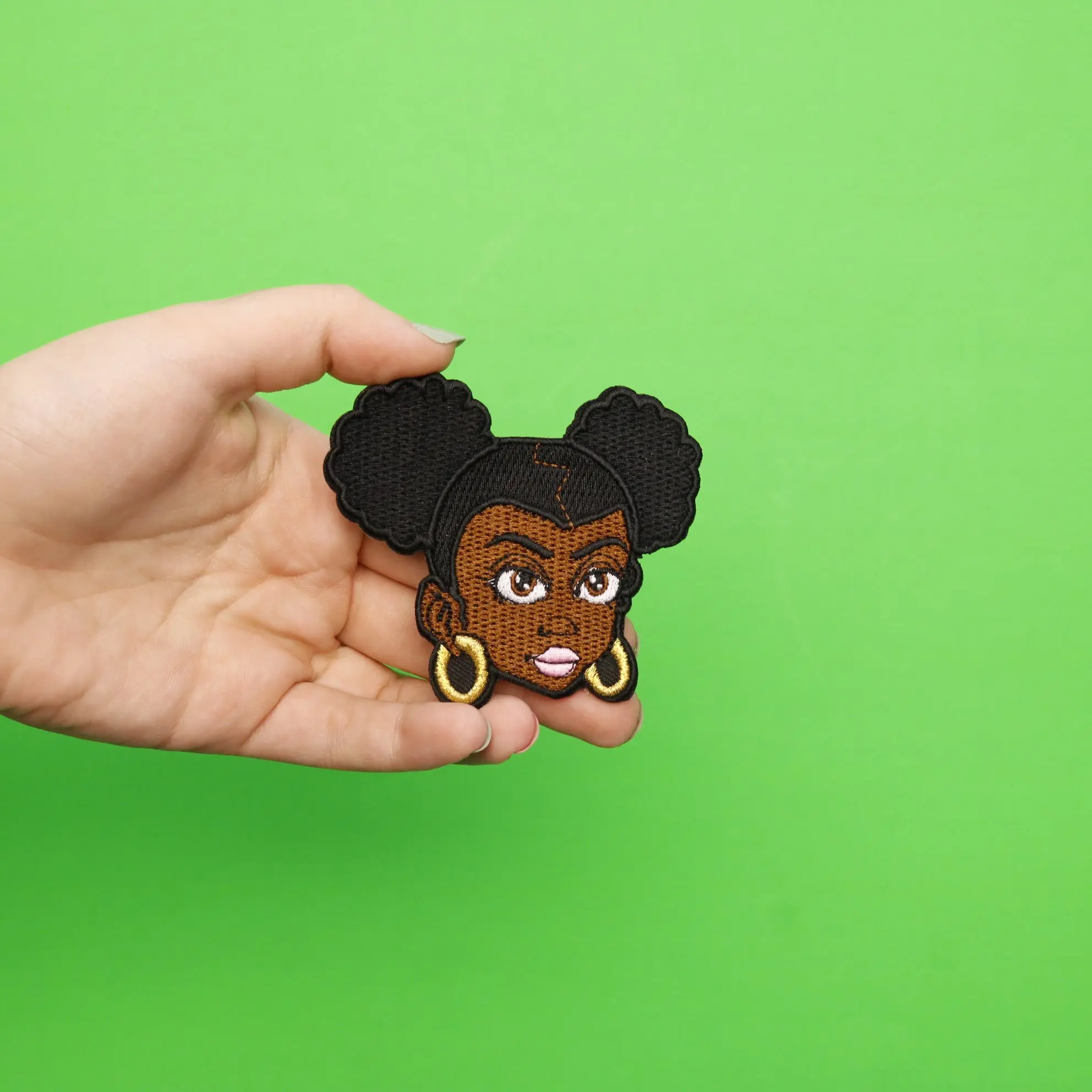 Afro Puff Girl Patch Strong Beautiful Natural Embroidered Iron On - Image 2