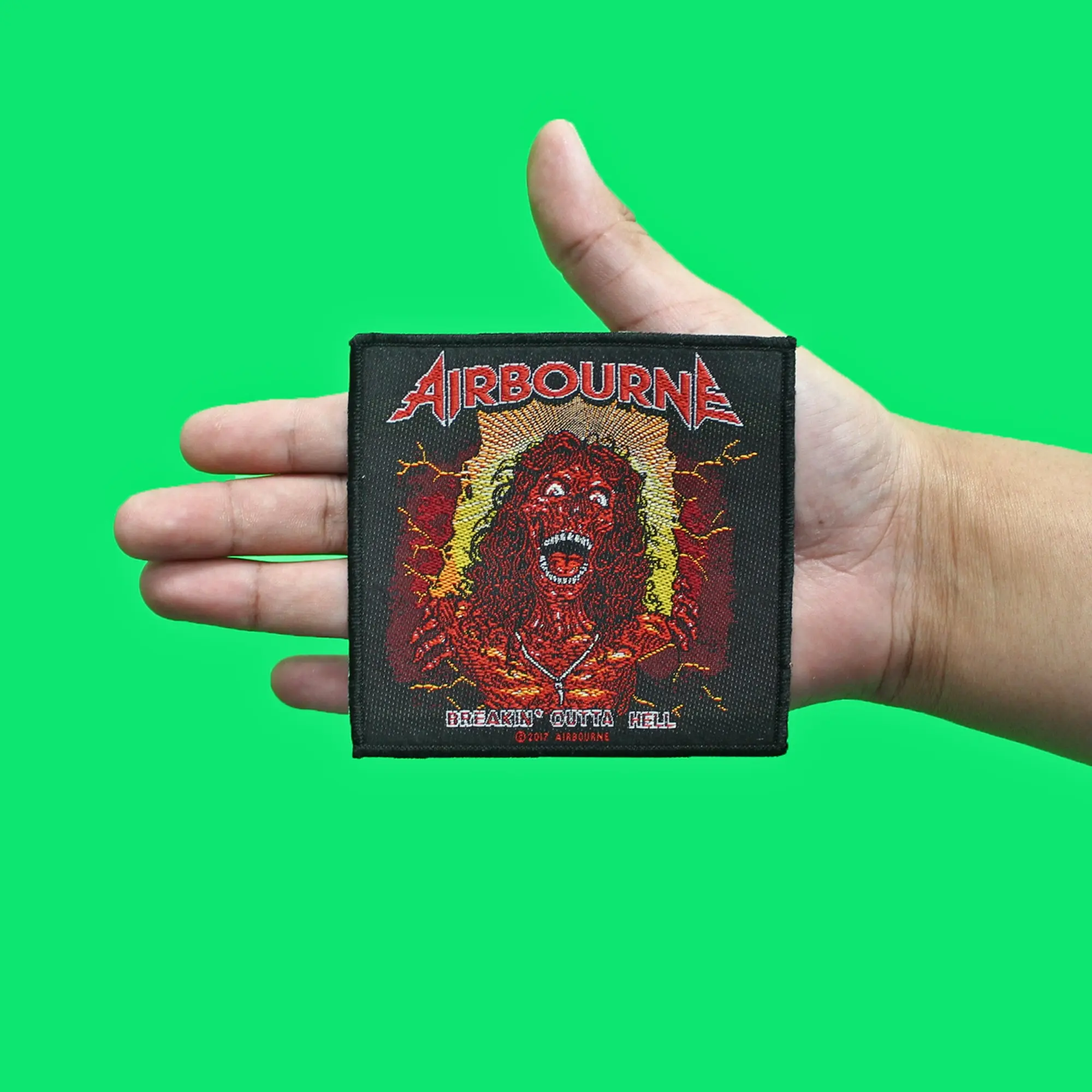 Airbourne Breakin' Outta Hell Patch Skin Ribcage Anatomy Woven Sew On - Image 2
