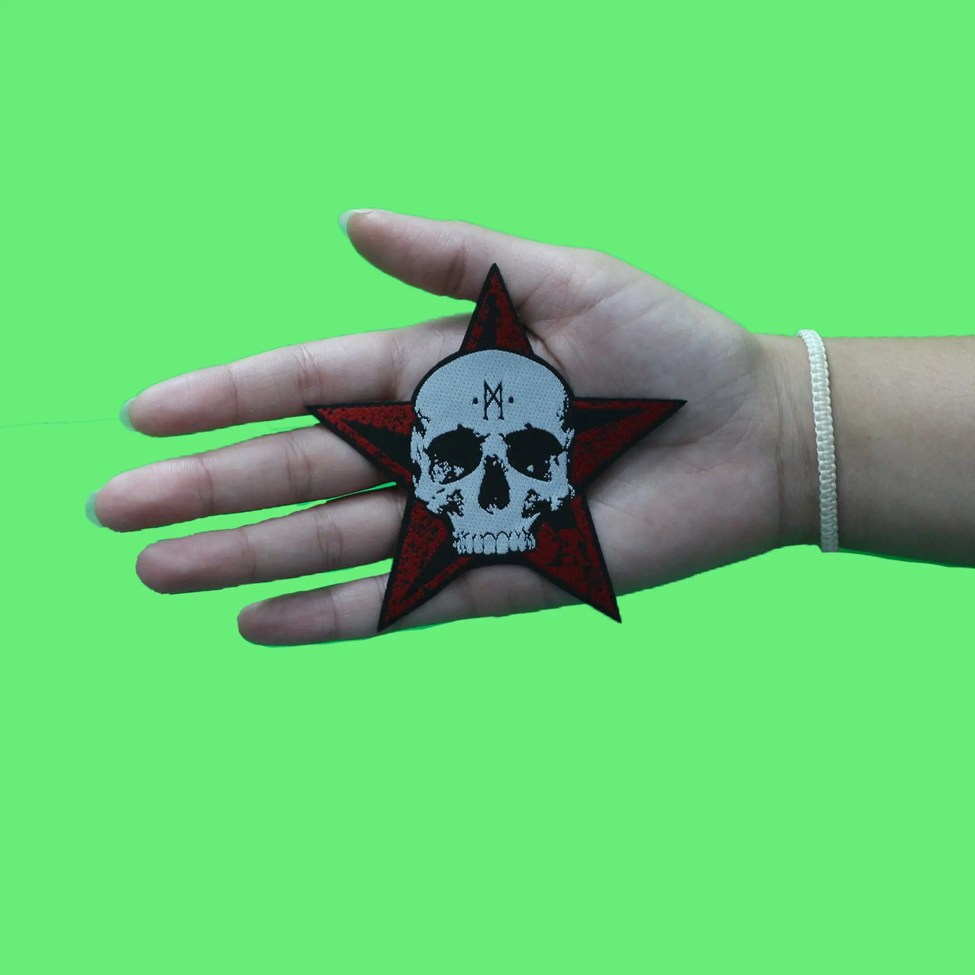 Alchemy Dead Mans Rest Patch Red Star Skull Woven Sew On - Image 2