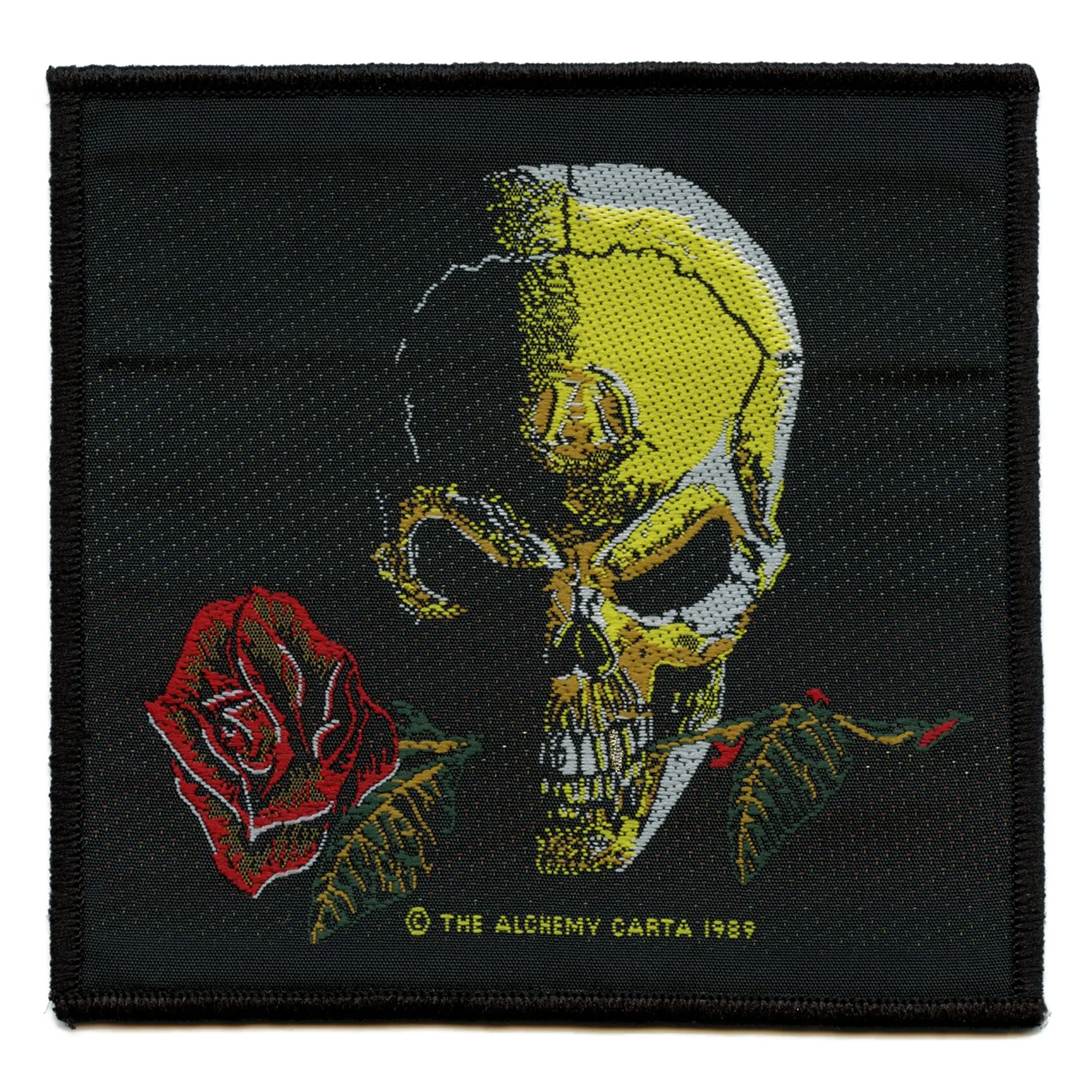 Alchemy The Alchemist Patch Skull Red Rose Woven Sew On