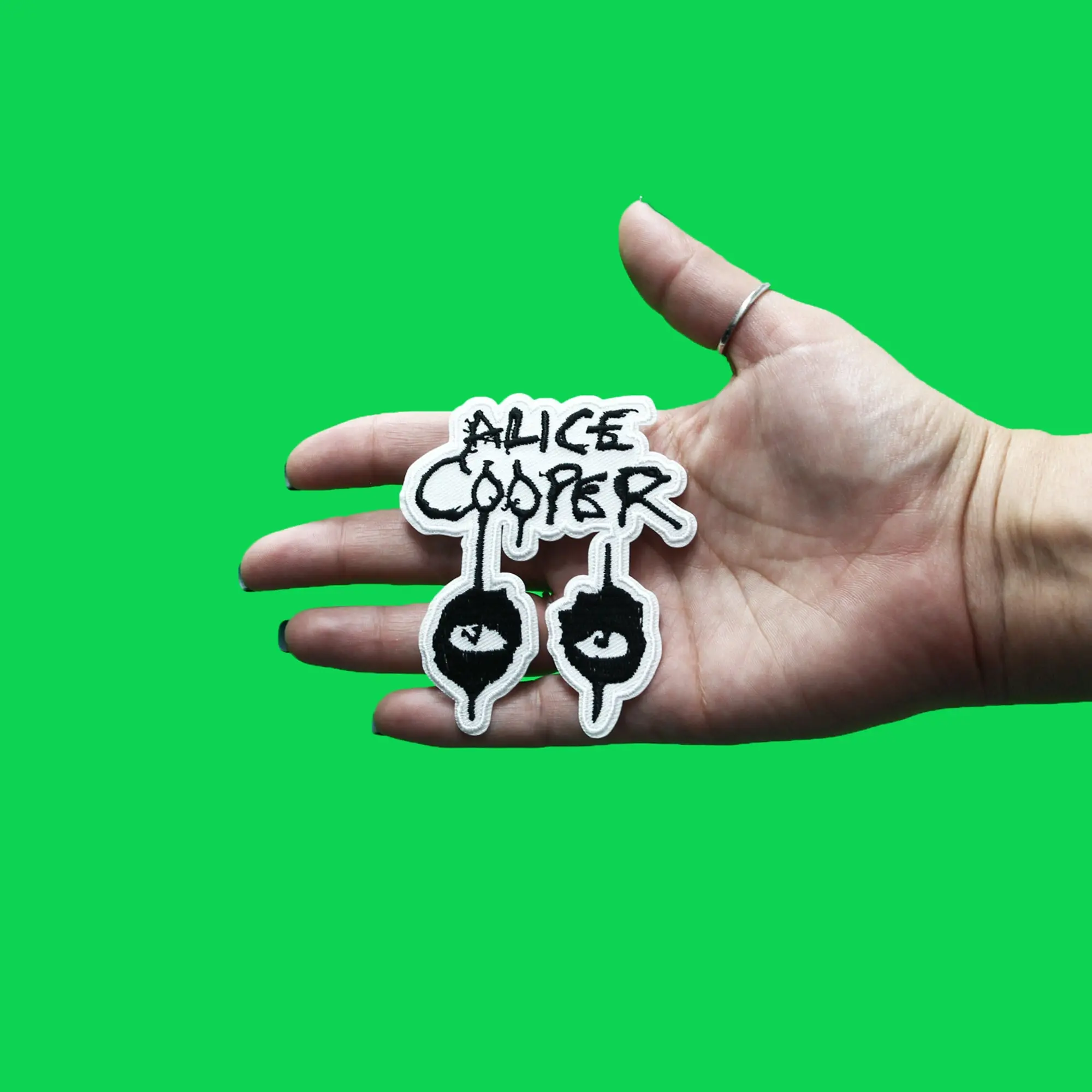 Alice Cooper Iconic Eyes Logo Patch Name Embroidered Iron On - Image 2