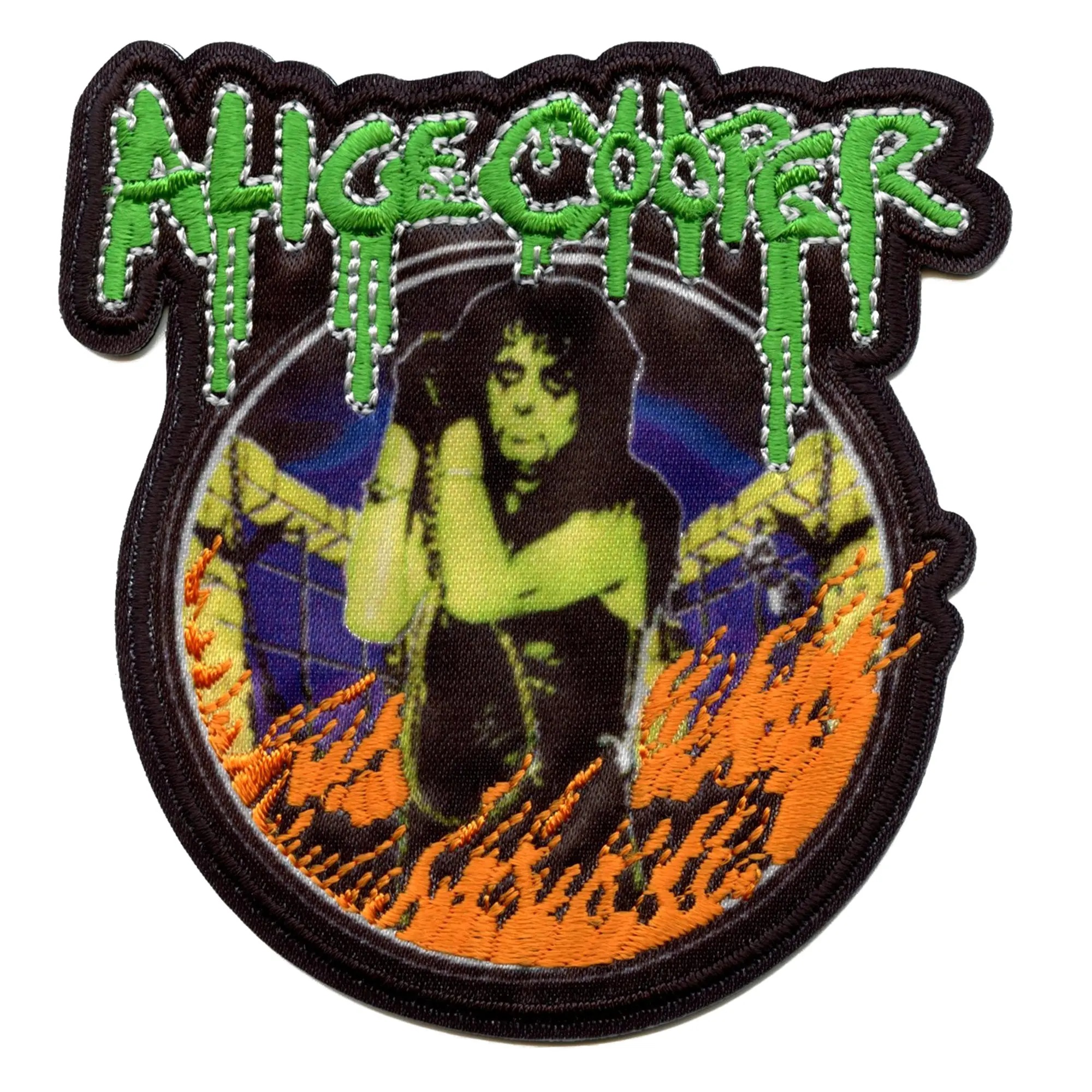 Alice Cooper In Flames Patch On Fire Embroidered Iron On