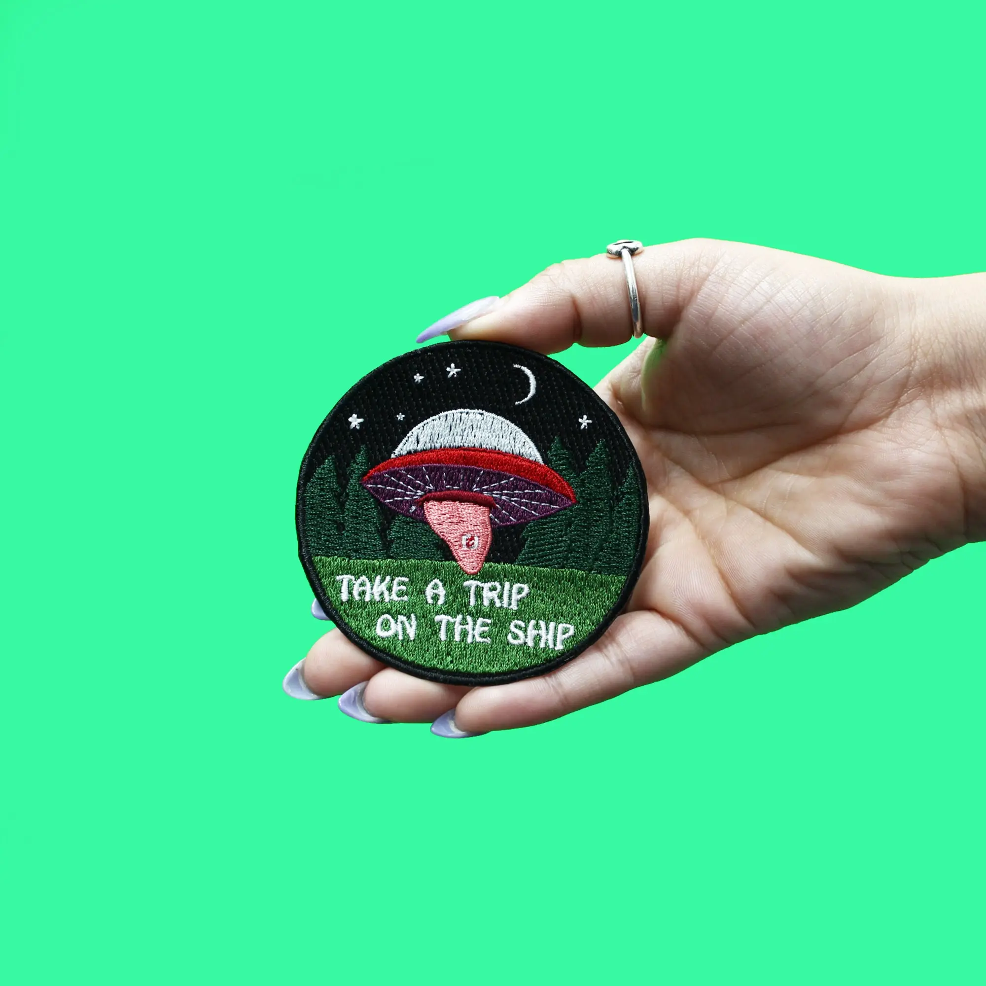 Alien Spaceship On Acid Patch Psychedelics EXCLUSIVE Embroidered Iron On - Image 2