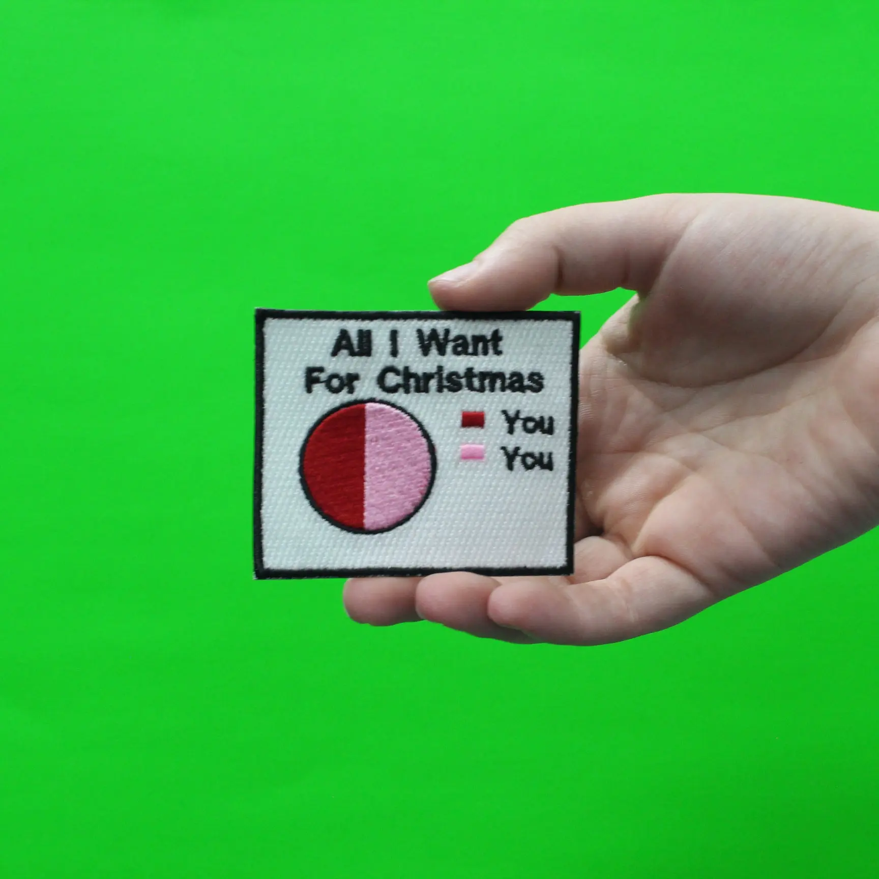 All I Want For Christmas Is You Pie Chart Embroidered Iron On Patch - Image 2
