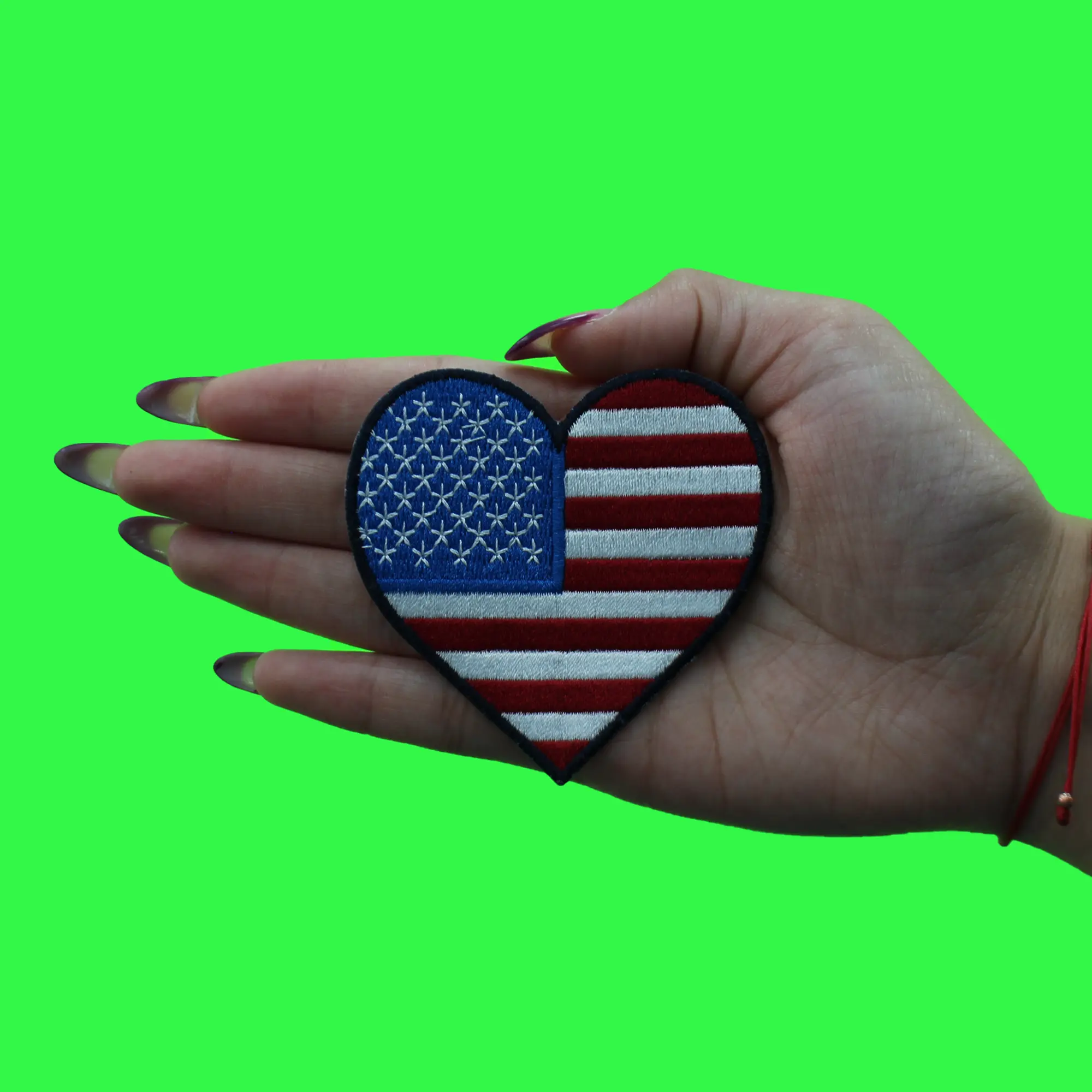 American Flag Heart Patch Stars Stripes Proud Embroidered Iron On - Image 2