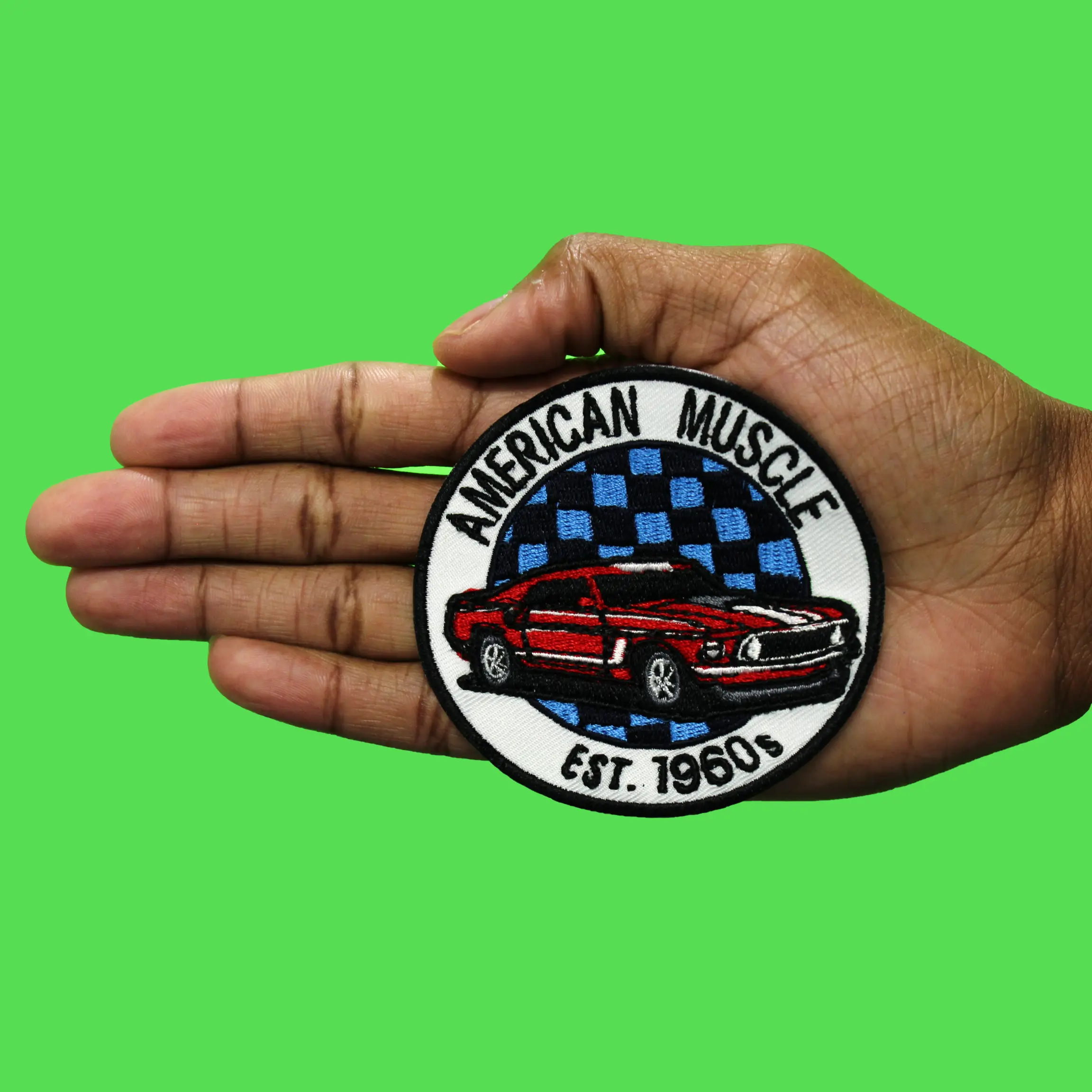 American Muscle Track Patch Est. 1960s Stang Embroidered Iron On - Image 2