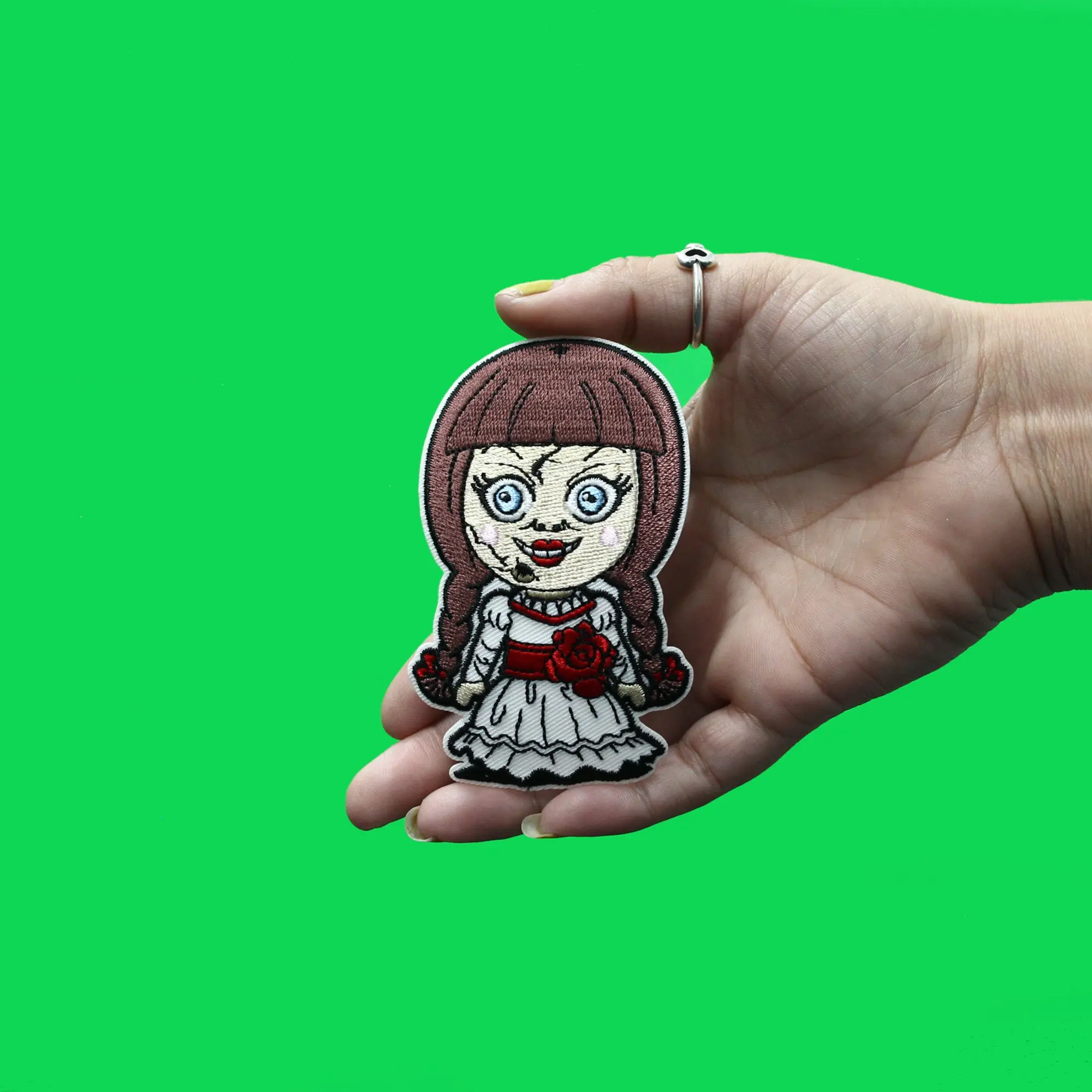 Annabelle Evil Possessed Doll Patch Horror Classic Conjuring Embroidered Iron On - Image 2