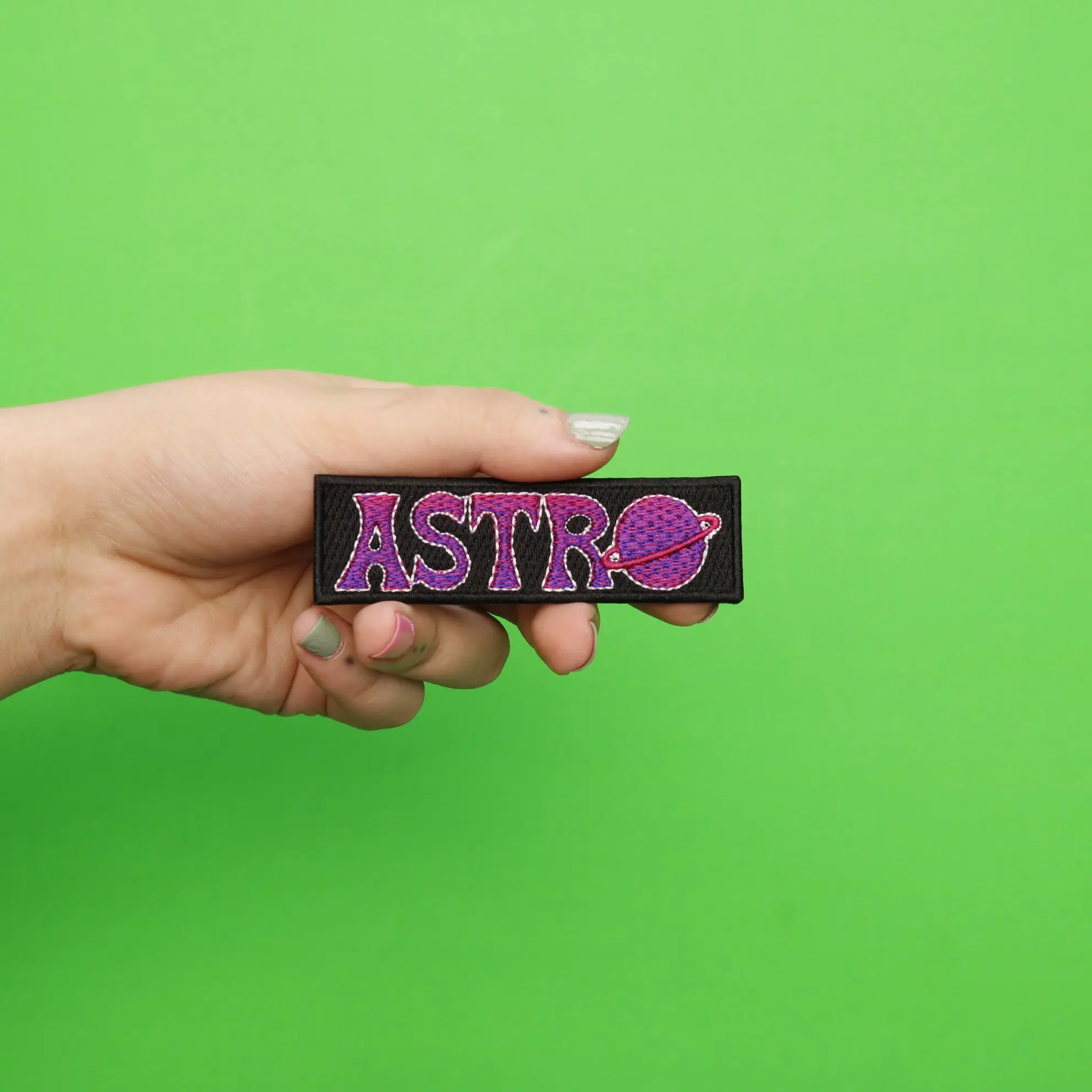 Astro Planet Script Patch Music Box Logo Embroidered Iron On Patch - Image 2