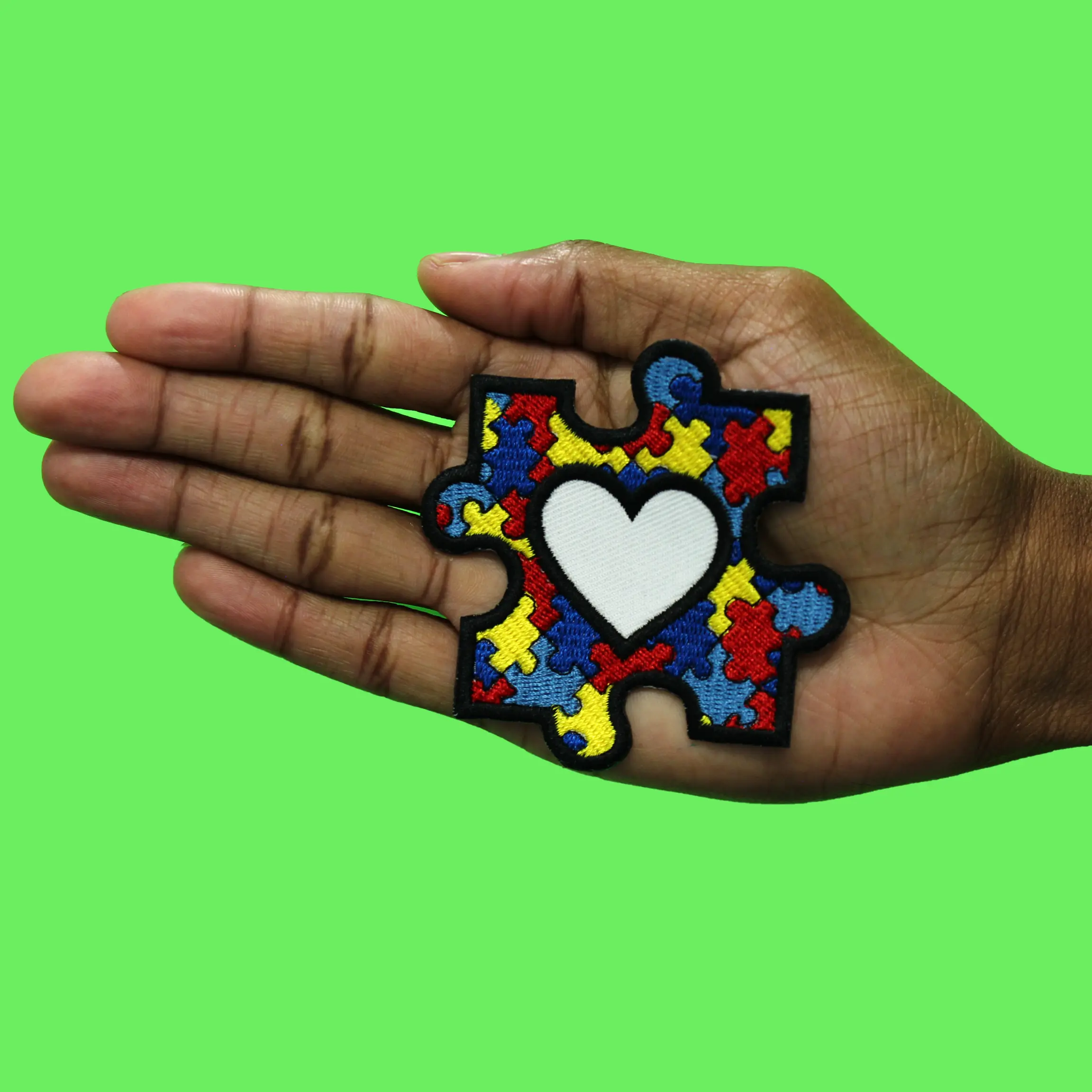 Autism Heart Puzzle Patch Neurodivergent Awareness Movement Embroidered Iron On - Image 2