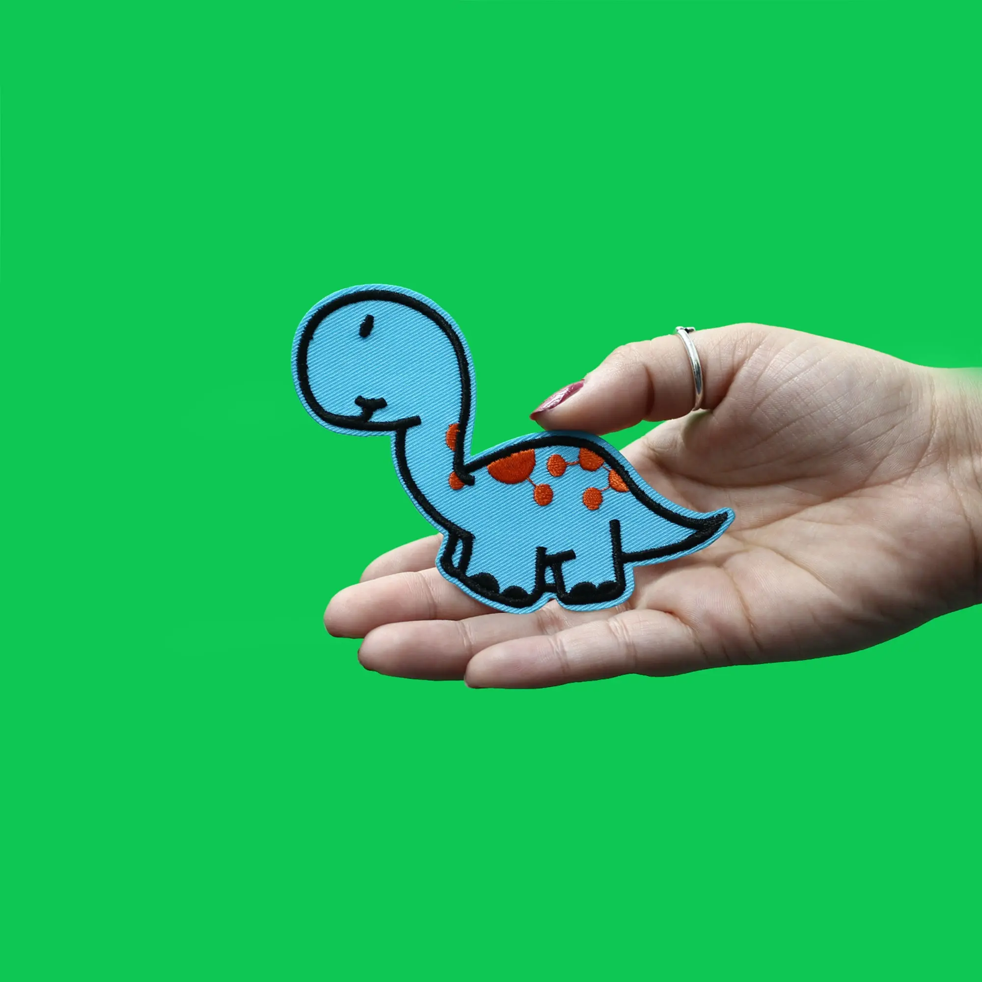 Baby Brontosaurus Dinosaur Embroidered Iron on Patch - Image 2
