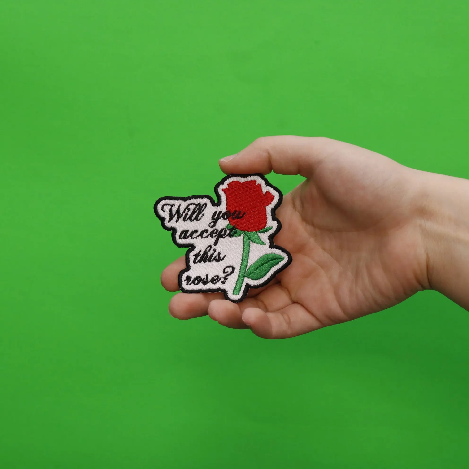 Will You Accept This Rose Embroidered Iron On Patch - Image 2