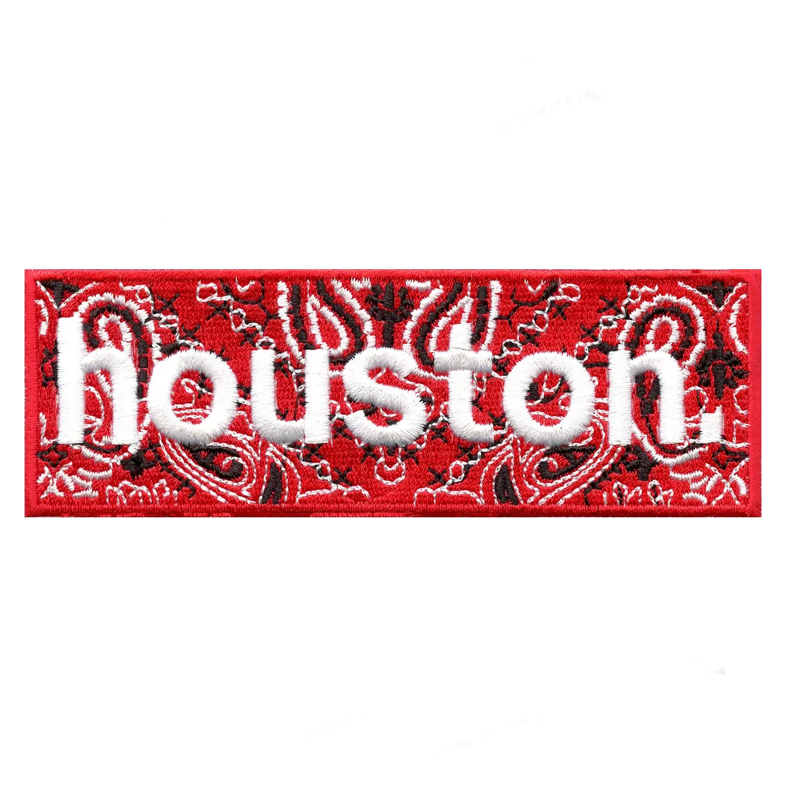 Bandana Print Houston Box Logo Embroidered Iron On Patch - EXCLUSIVE - Image 5