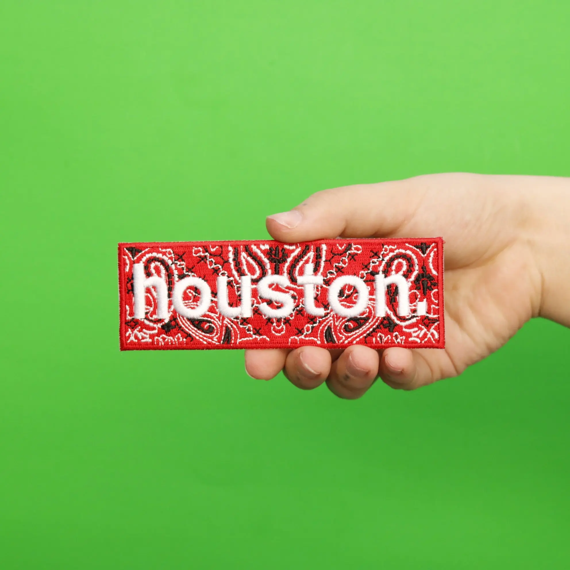 Bandana Print Houston Box Logo Embroidered Iron On Patch - EXCLUSIVE - Image 6