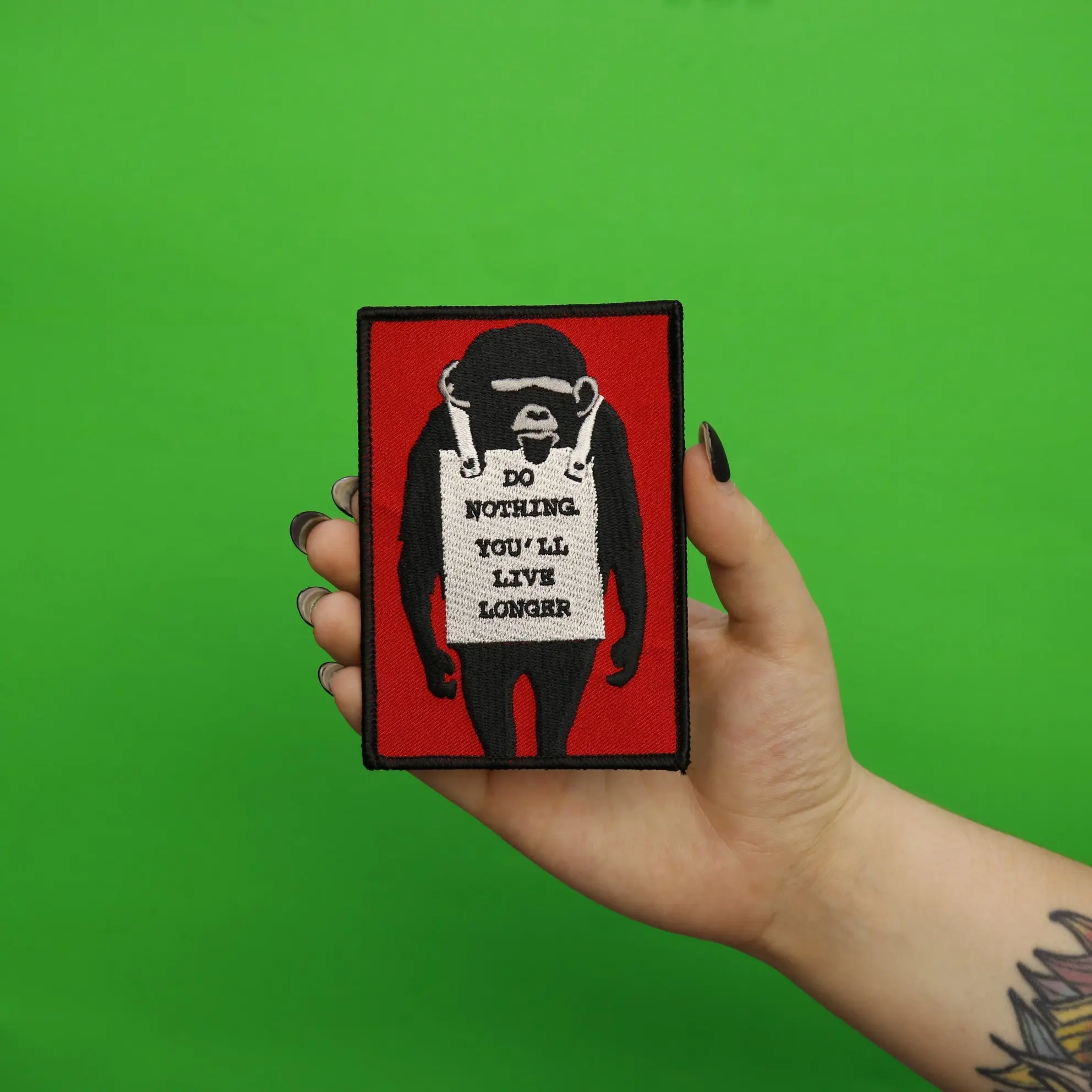 Banksy Do Nothing. You'll Live Longer Embroidered Iron On Patch - Image 2