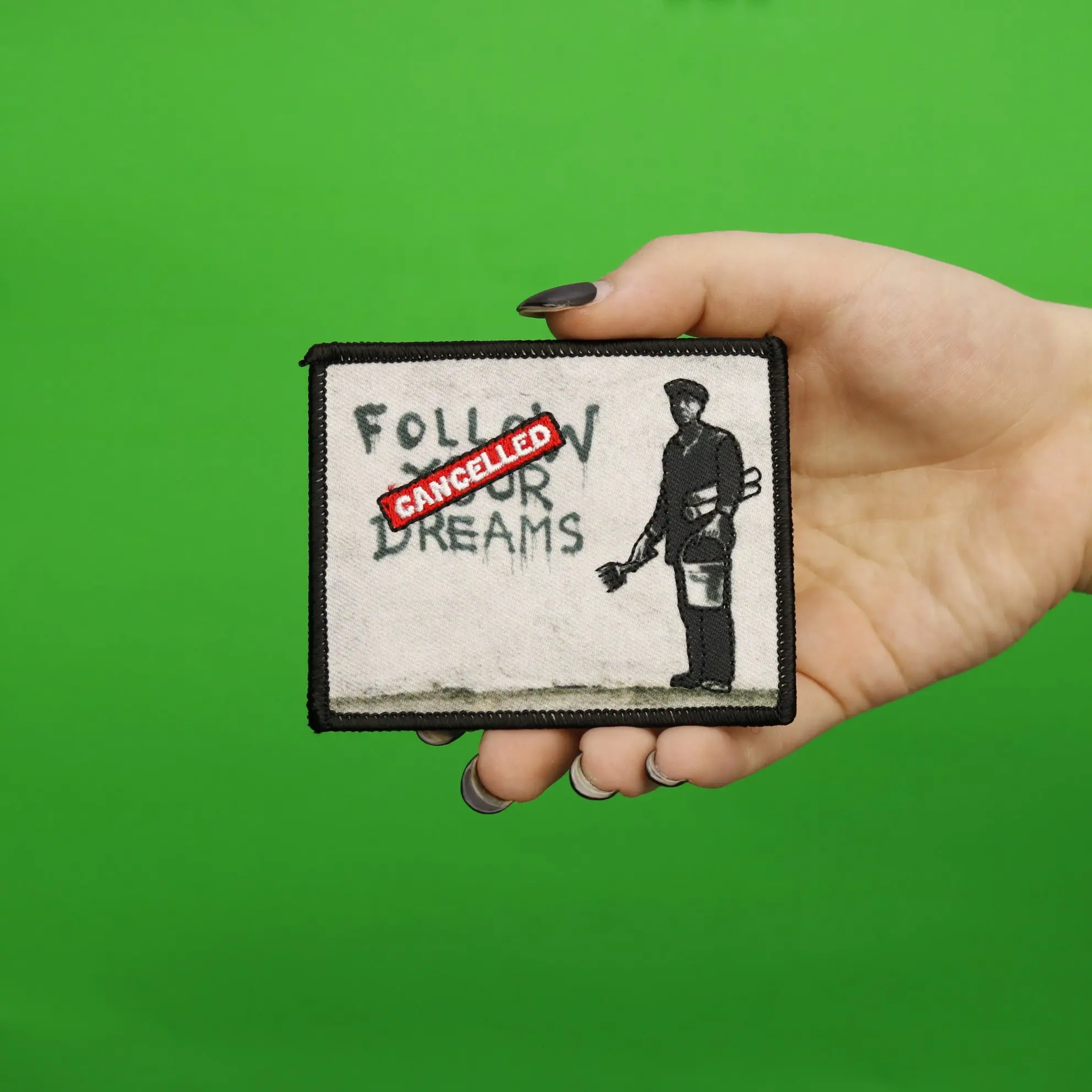 Banksy Follow Your Dreams Cancelled Embroidered Iron On PhotoPatch - Image 2