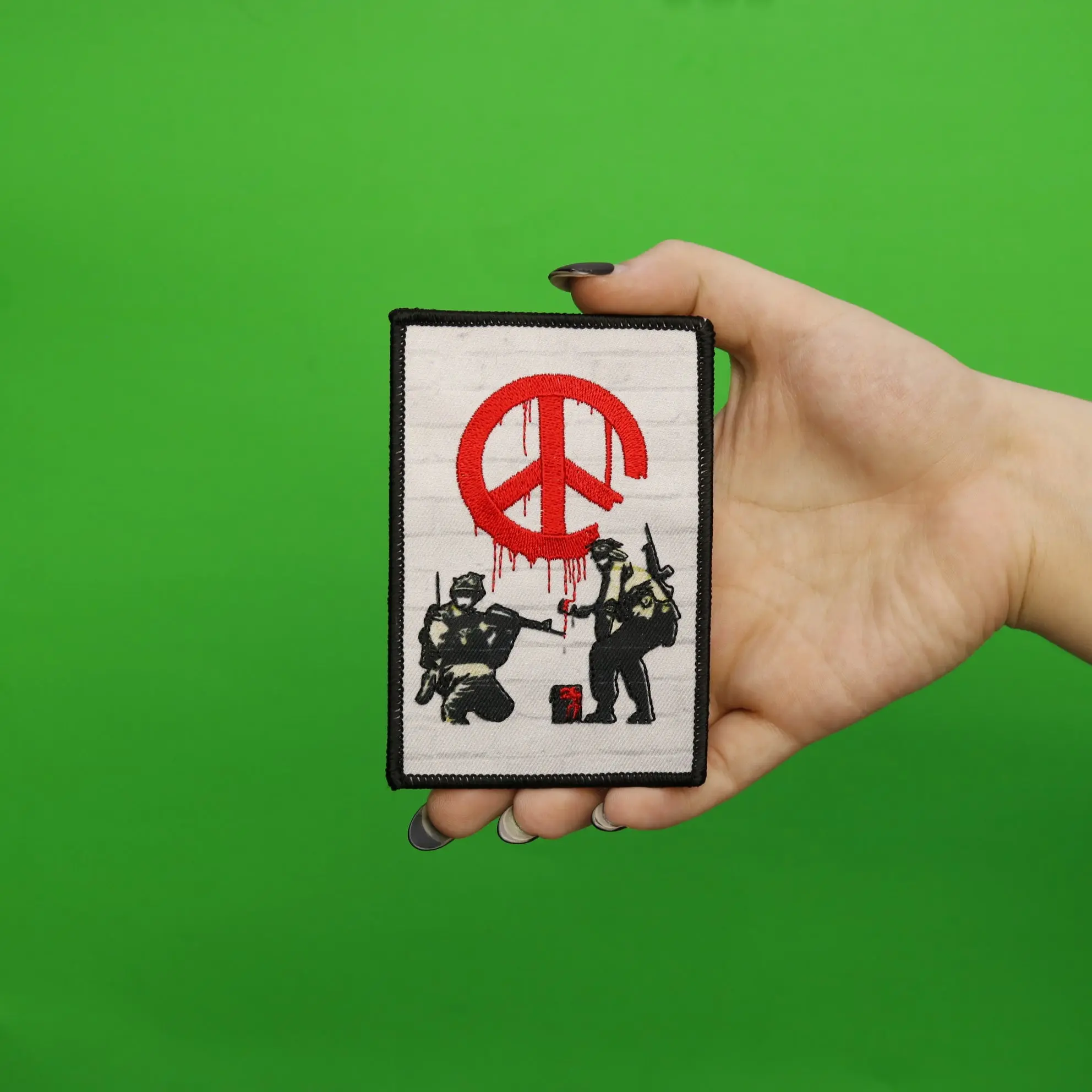 Banksy Soldiers Painting Peace Embroidered Iron On PhotoPatch - Image 2