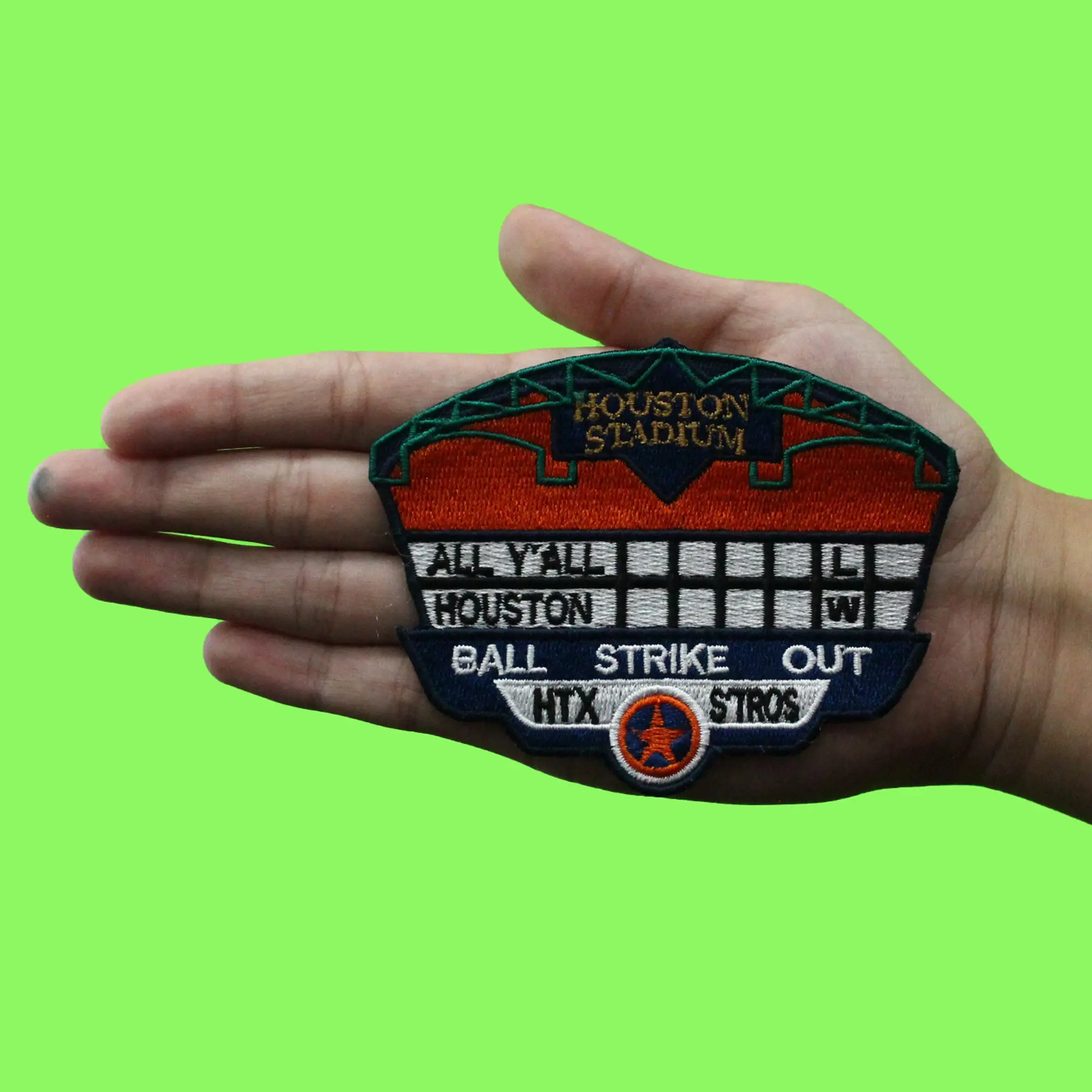 Houston Baseball Score Board Patch Houstonian Sports Fan Embroidered Iron On - Image 2