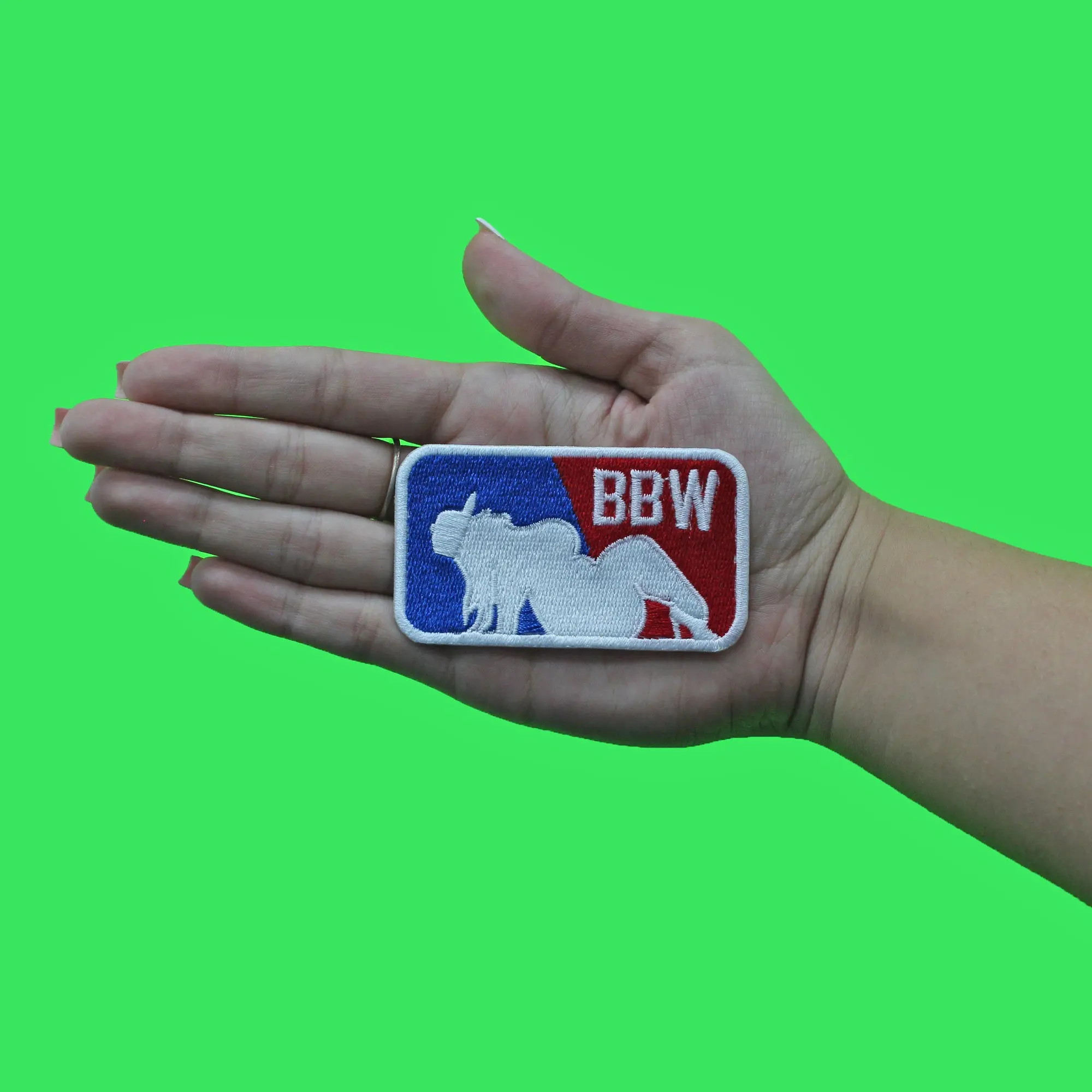 BBW Baseball Logo Patch Big Beautiful Parody Embroidered Iron On - Image 2