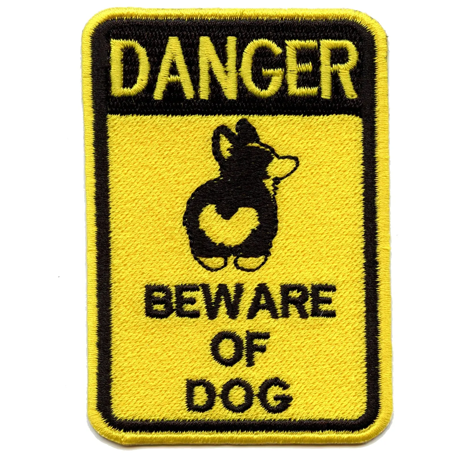 Beware of Dog "Corgi Butt" Sign Embroidered Iron-on Patch