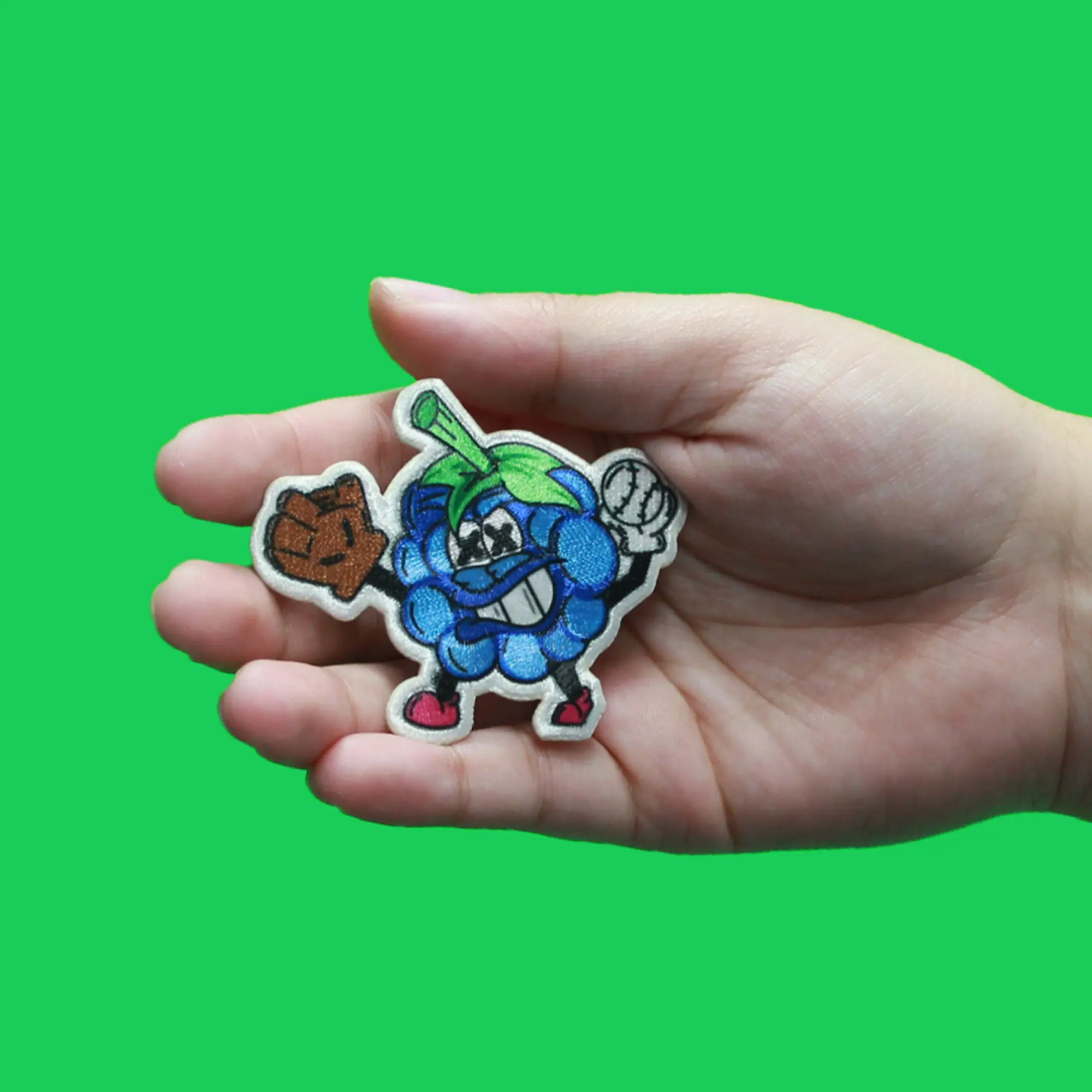 Blue Raspberry Bubblegum Hat Patch Baseball Flavor Embroidered Iron On - Image 3