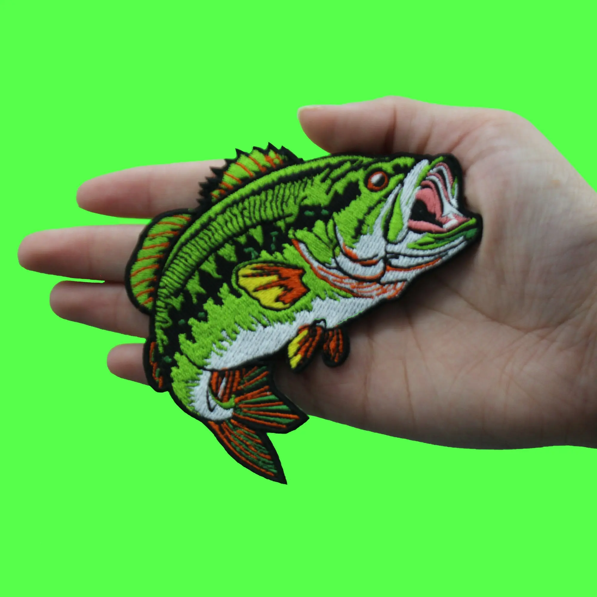 Big Mouth Bass Patch Fishing Bait Hobby Embroidered Iron On - Image 2