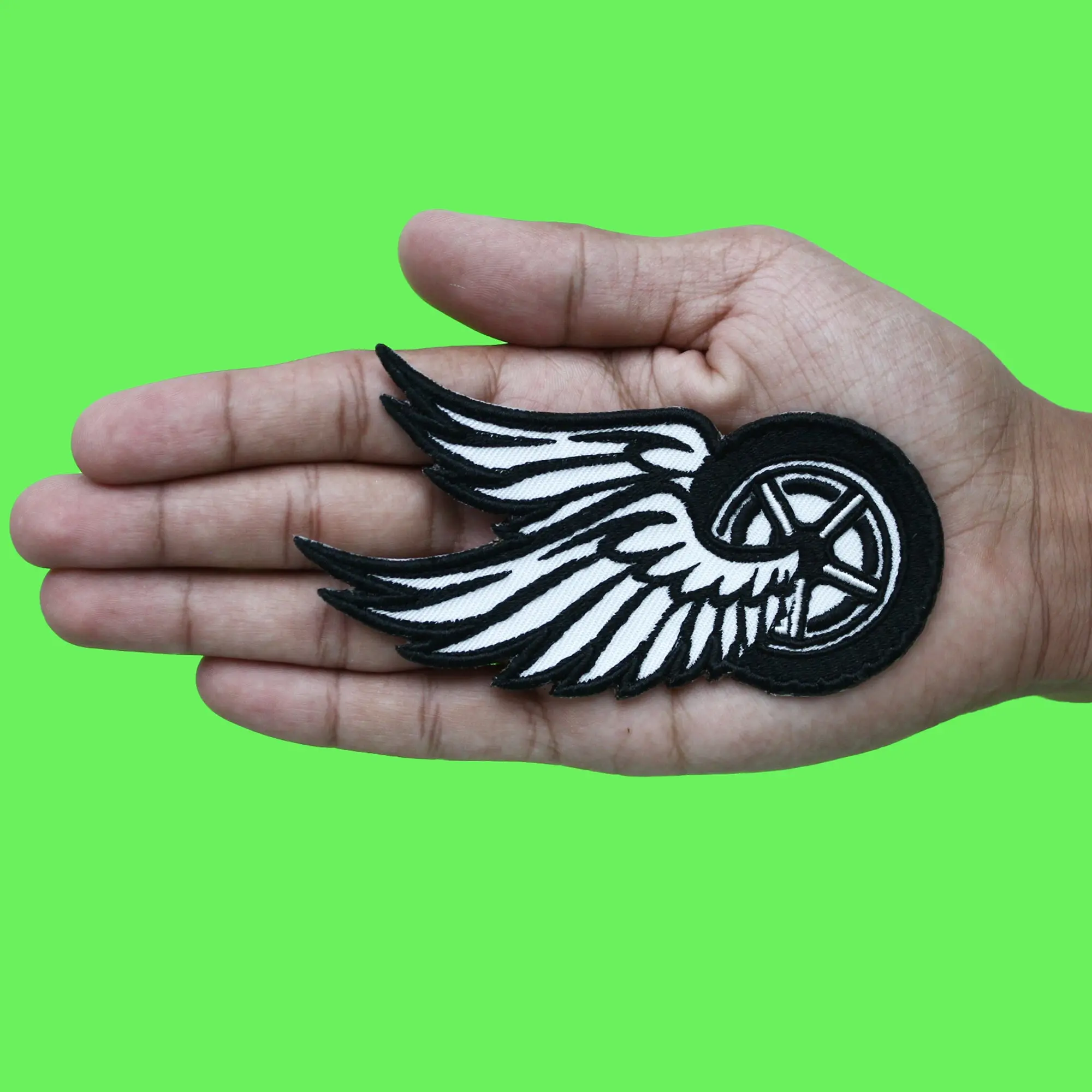 Bike Wheel Wings Patch Ride Culture Biker Embroidered Iron On - Image 2