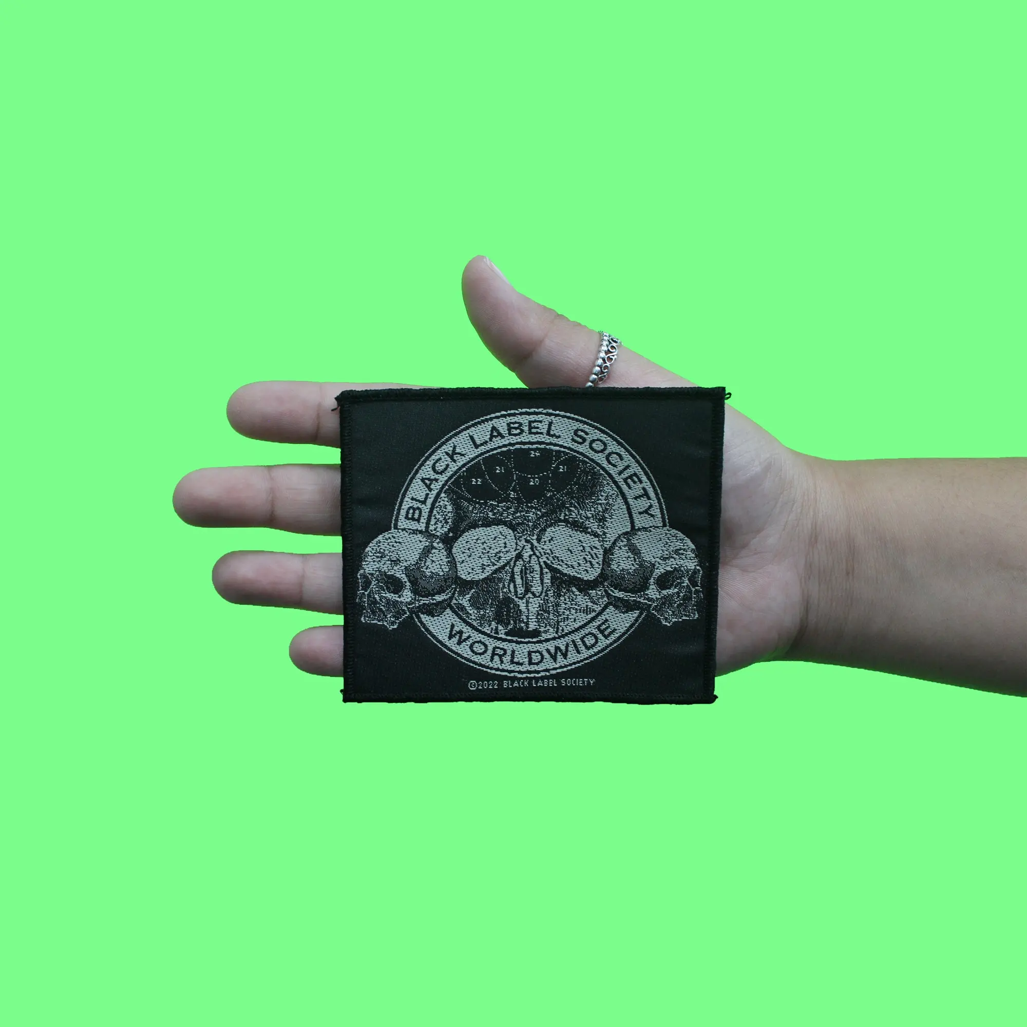 Black Label Society Worldwide Skulls Patch Heavy Metal Band Woven Sew On - Image 2