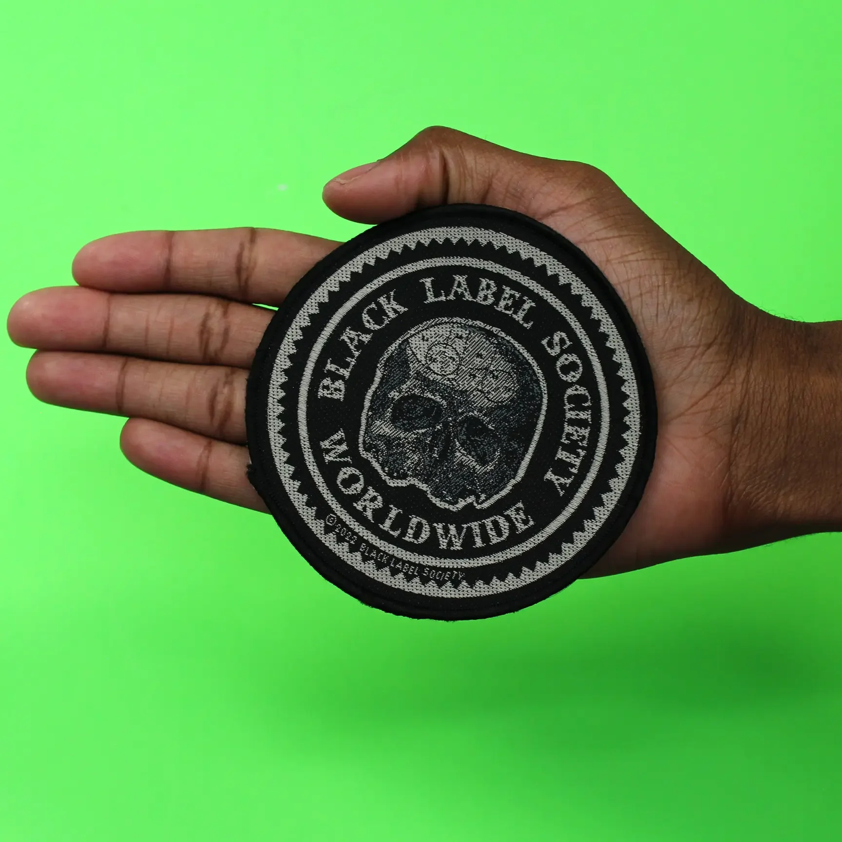 Black Label Society Worldwide Skulls Round Patch Heavy Metal Band Woven Sew On - Image 2